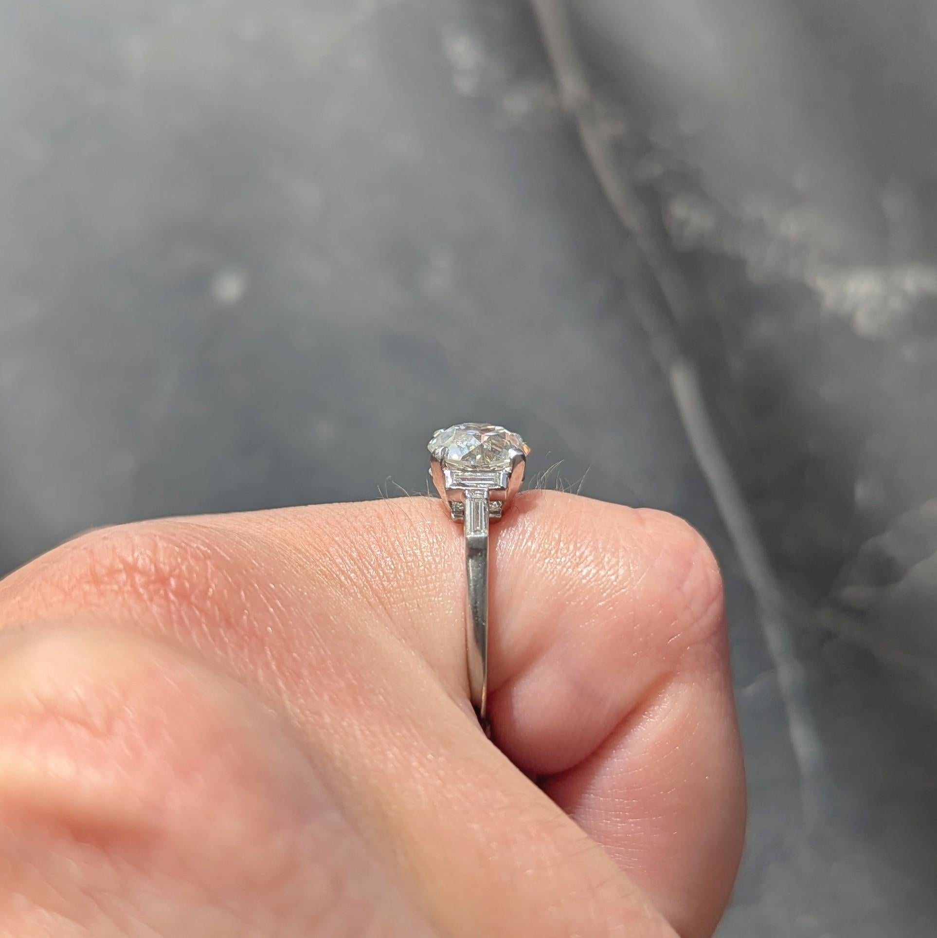 1950's 2.25 CTW Old European Diamond Platinum Five Stone Vintage Engagement Ring