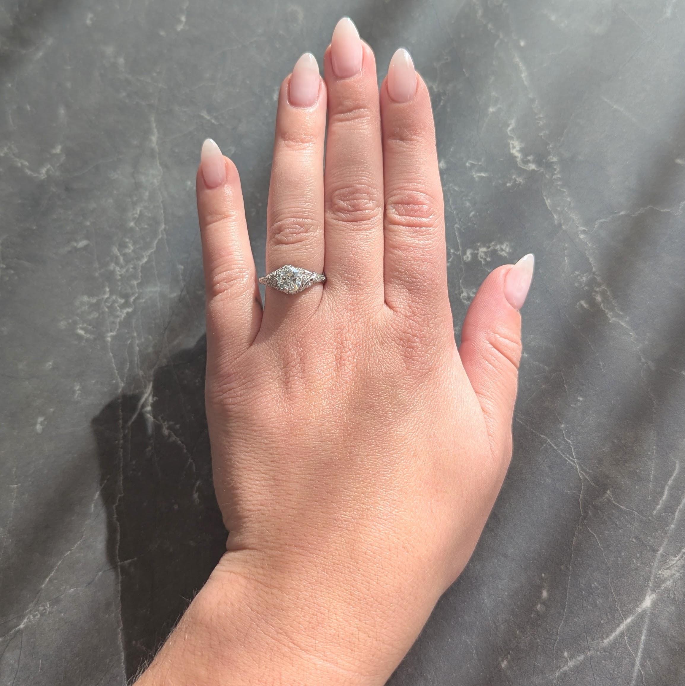 Edwardian European Diamond Platinum Antique Lily-of-the-Valley Engagement Ring