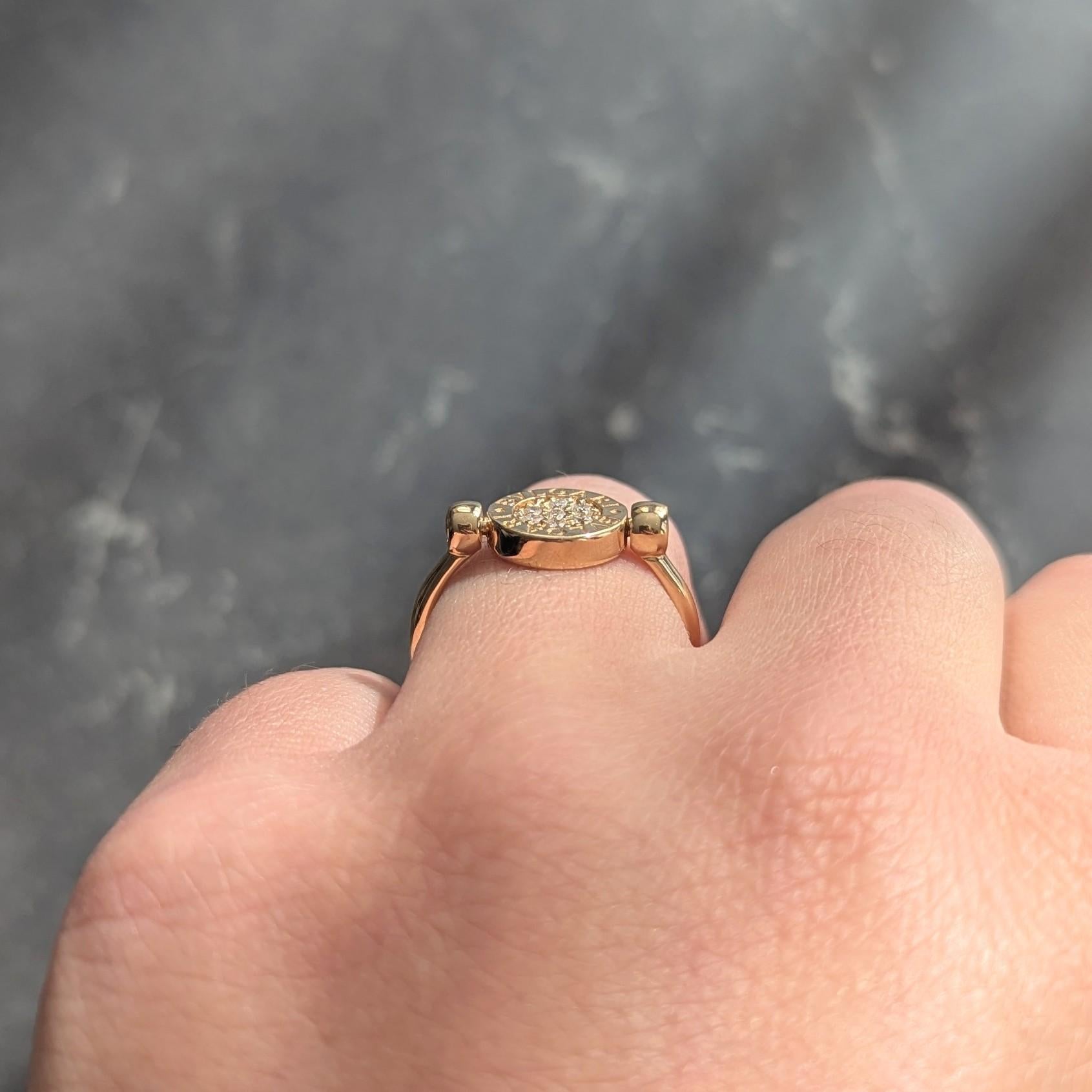 Bulgari Contemporary Diamond 18 Karat Two-Tone Gold Flip Signet Ring