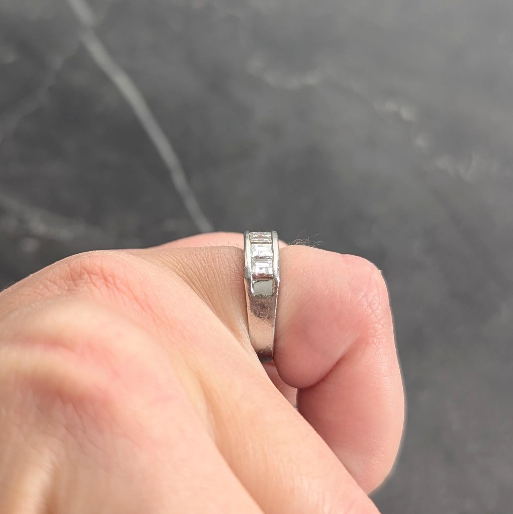 Contemporary 1.02 CTW Step Cut Diamond Platinum Channel Band Ring