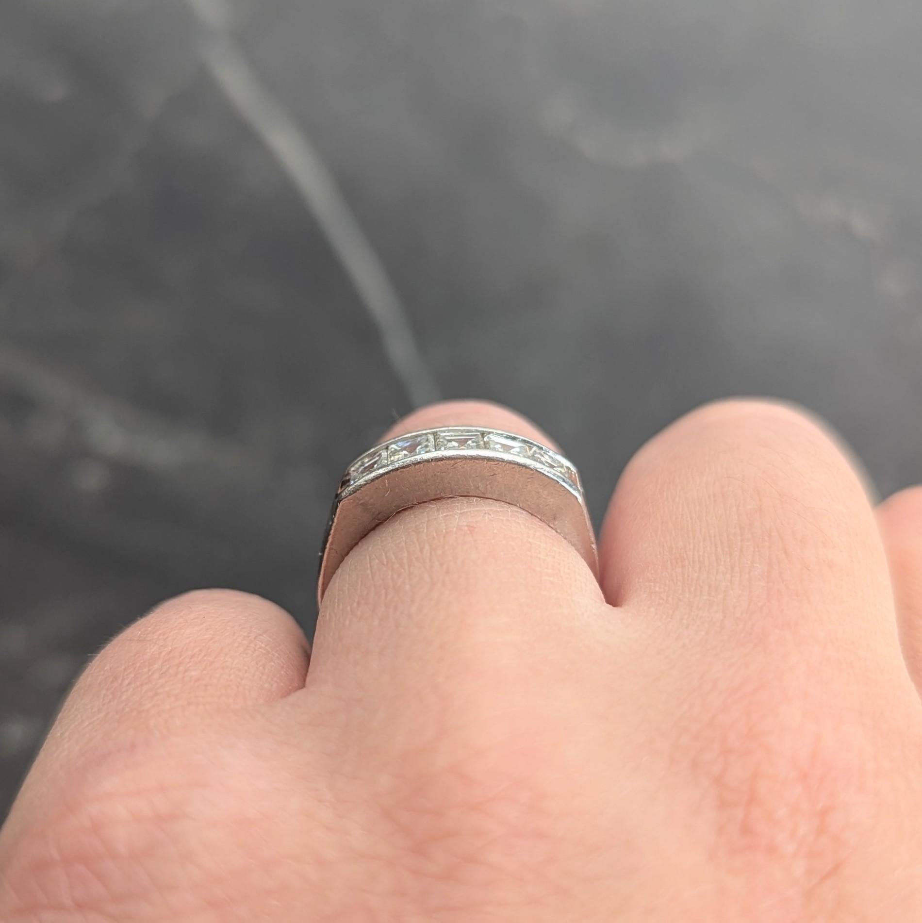 Contemporary 1.02 CTW Step Cut Diamond Platinum Channel Band Ring