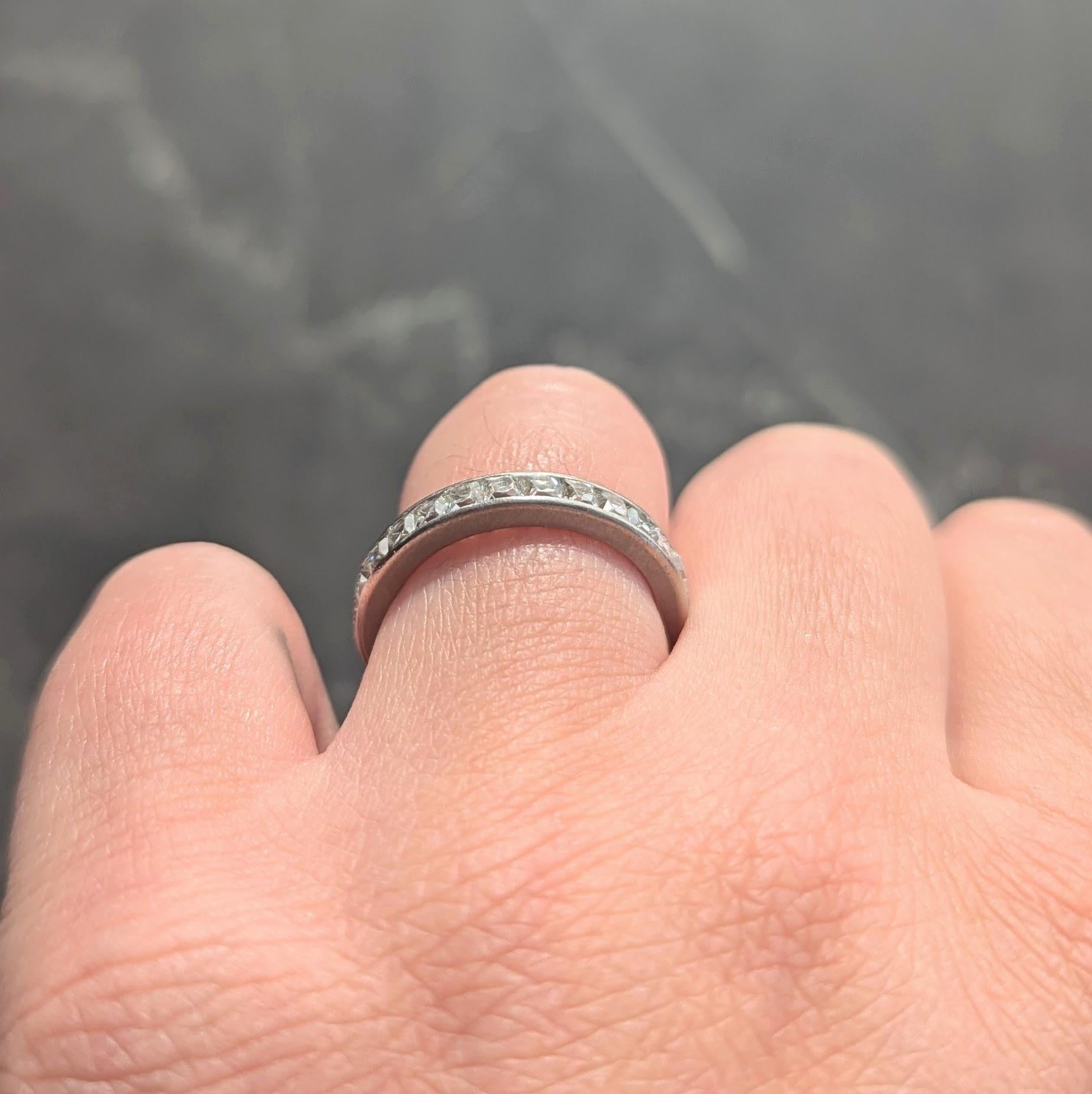 Cartier Art Deco 2.80 CTW French Cut Diamond Platinum Vintage Eternity Band Ring