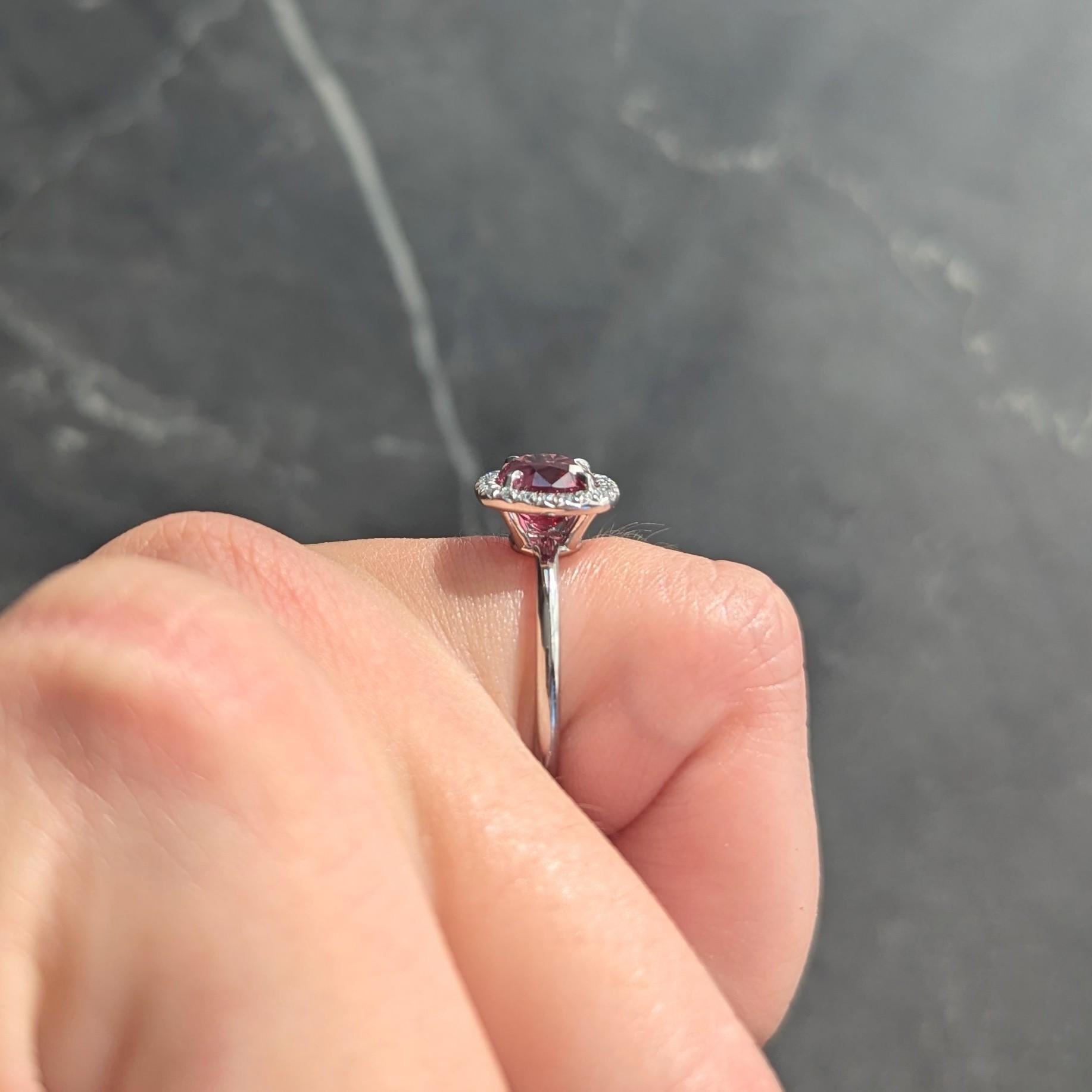 Contemporary 2.85 CTW Spinel Diamond Platinum Cushion Halo Ring