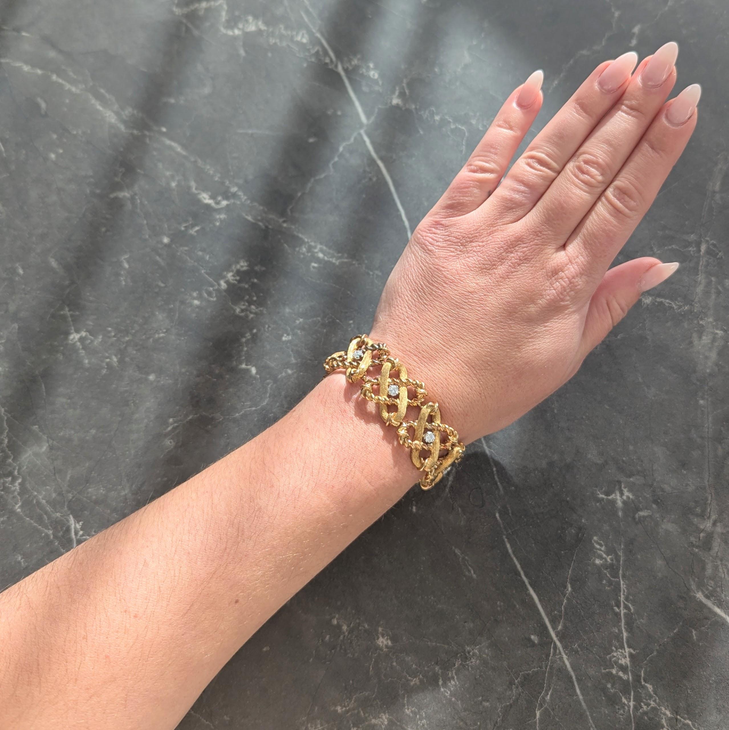 Jean Schlumberger Tiffany & Co. French 1960's Diamond 18K Gold Vintage Bracelet