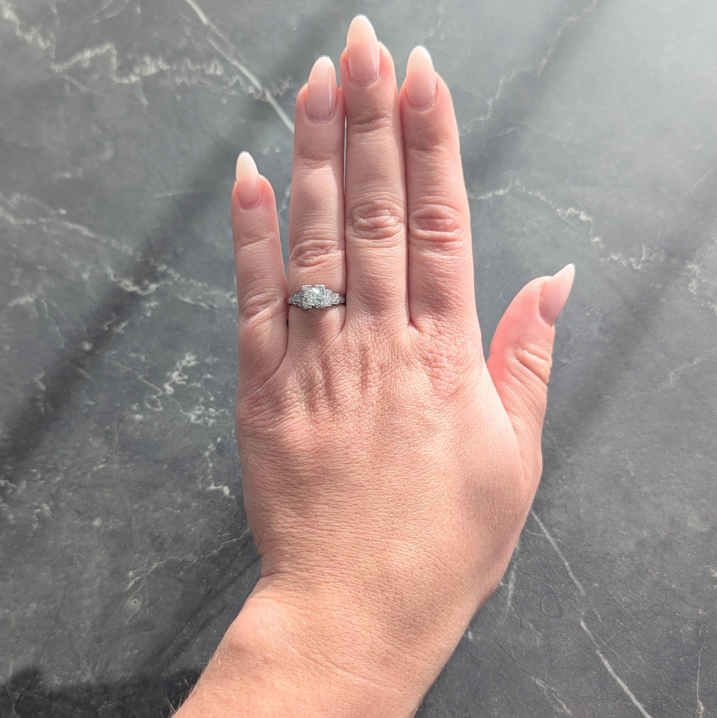 Art Deco Old European Diamond Platinum Vintage Orange Blossom Engagement Ring