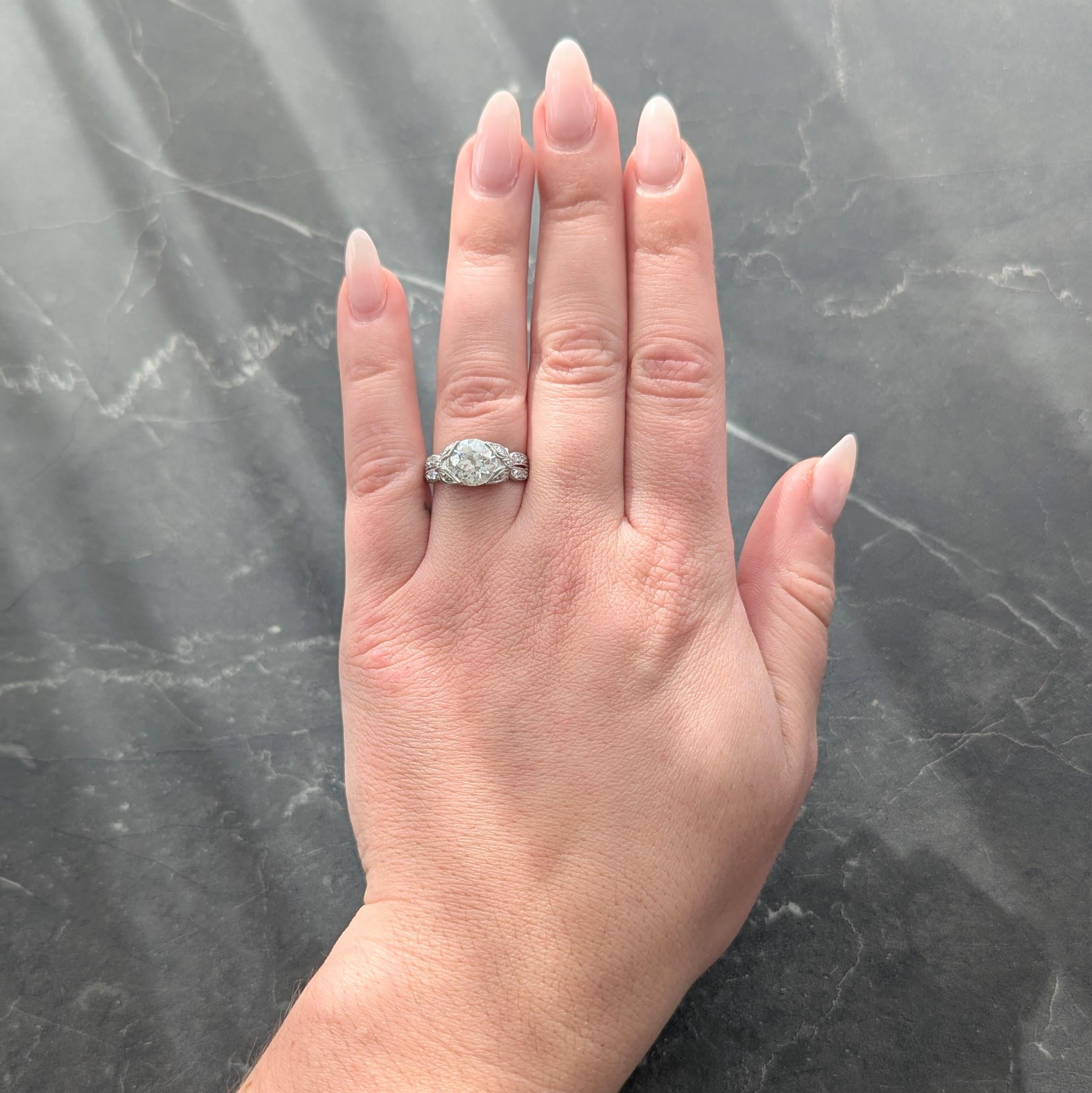 Belle Epoque Old European Diamond Platinum Butterfly Antique Engagement Ring GIA