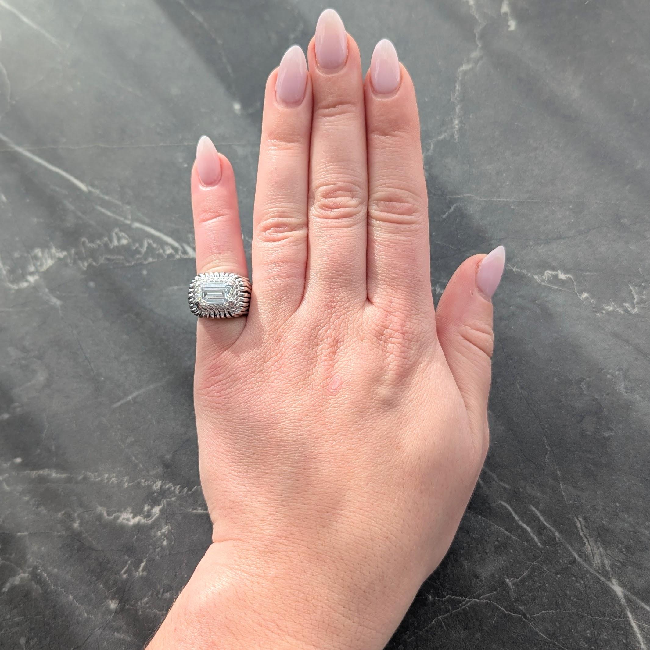 Marchak Paris 1960's 2.53 CT Diamond Platinum Vintage Wire Dome Ring GIA