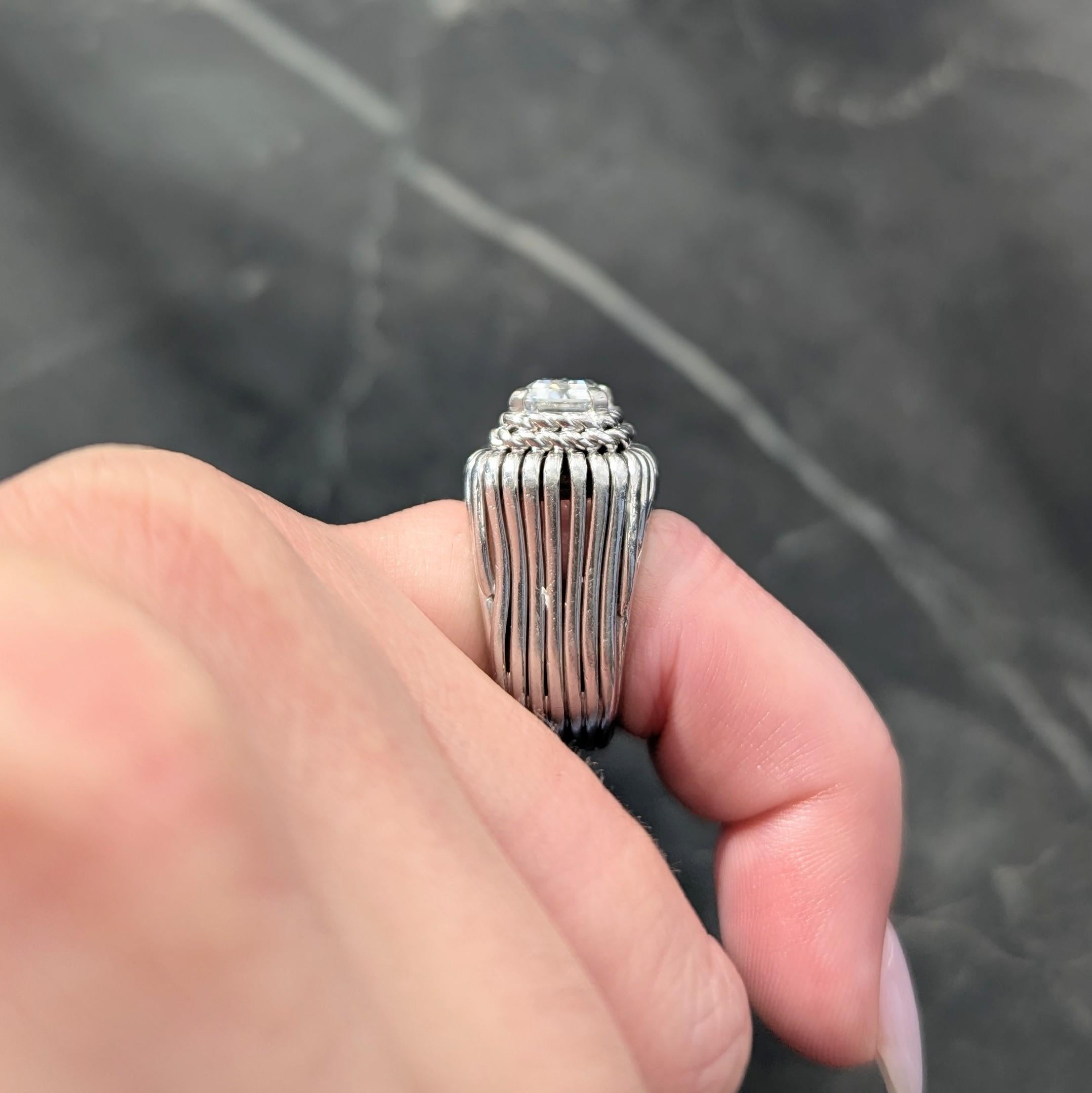 Marchak Paris 1960's 2.53 CT Diamond Platinum Vintage Wire Dome Ring GIA