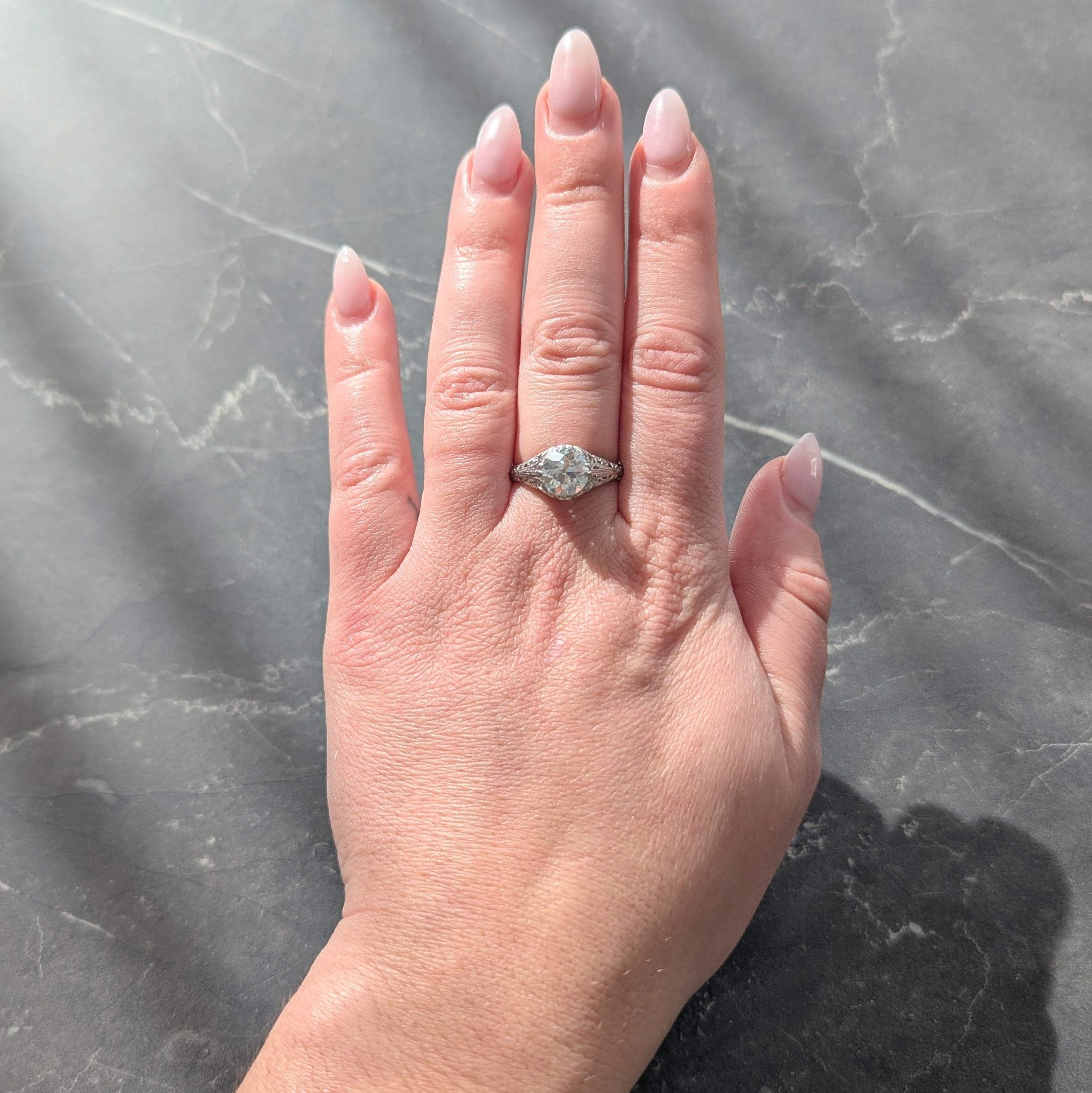 Art Deco C.D. Peacock European Diamond Platinum Vintage Lovebird Engagement Ring