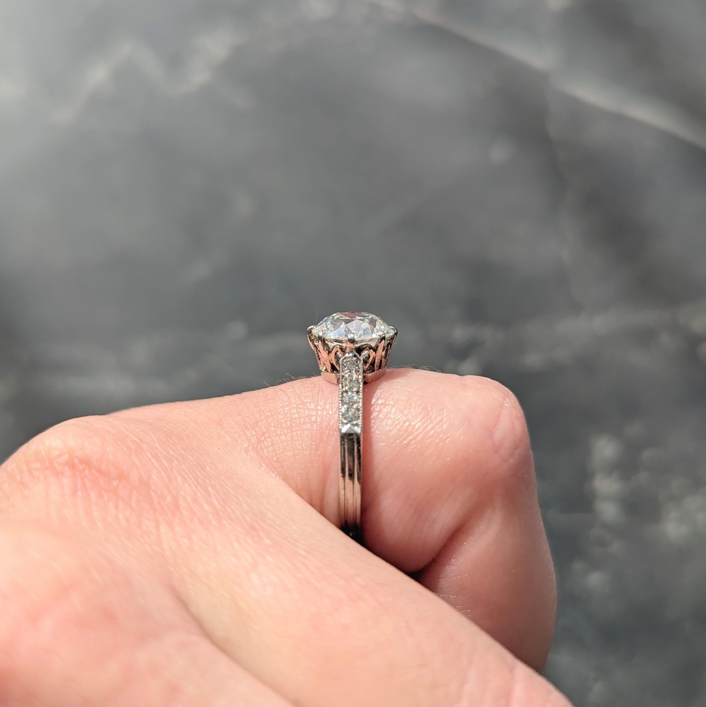 Edwardian 2.68 CTW Old European Cut Diamond Platinum Antique Engagement Ring