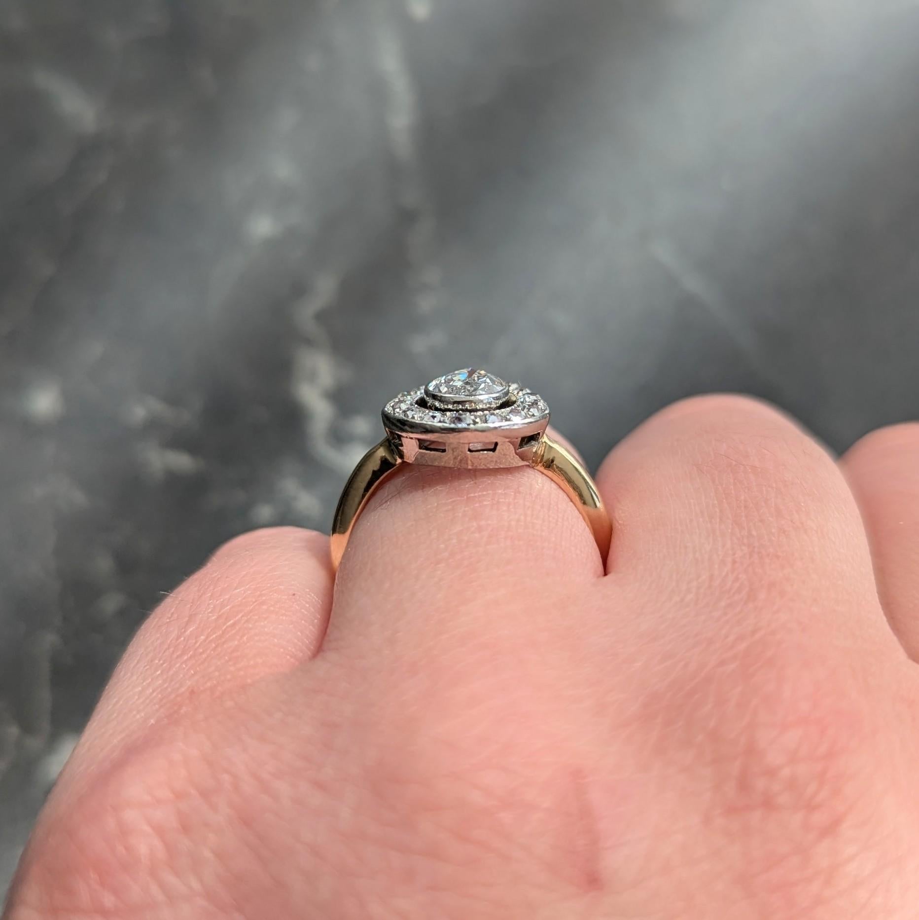 Edwardian 1.27 CTW Pear Cut Diamond Platinum 14K Gold Antique Floating Halo Ring