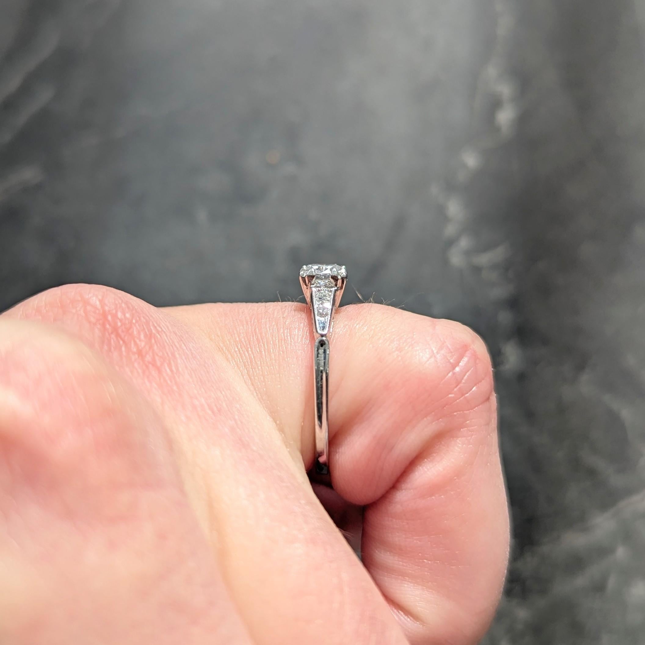 Mid-Century Old European Cut Diamond Platinum Vintage Engagement Ring