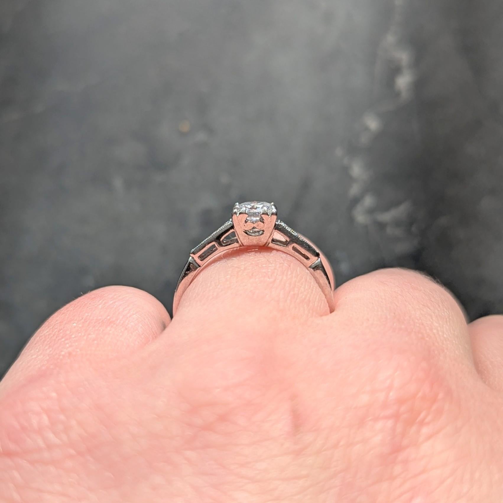 Mid-Century Old European Cut Diamond Platinum Vintage Engagement Ring