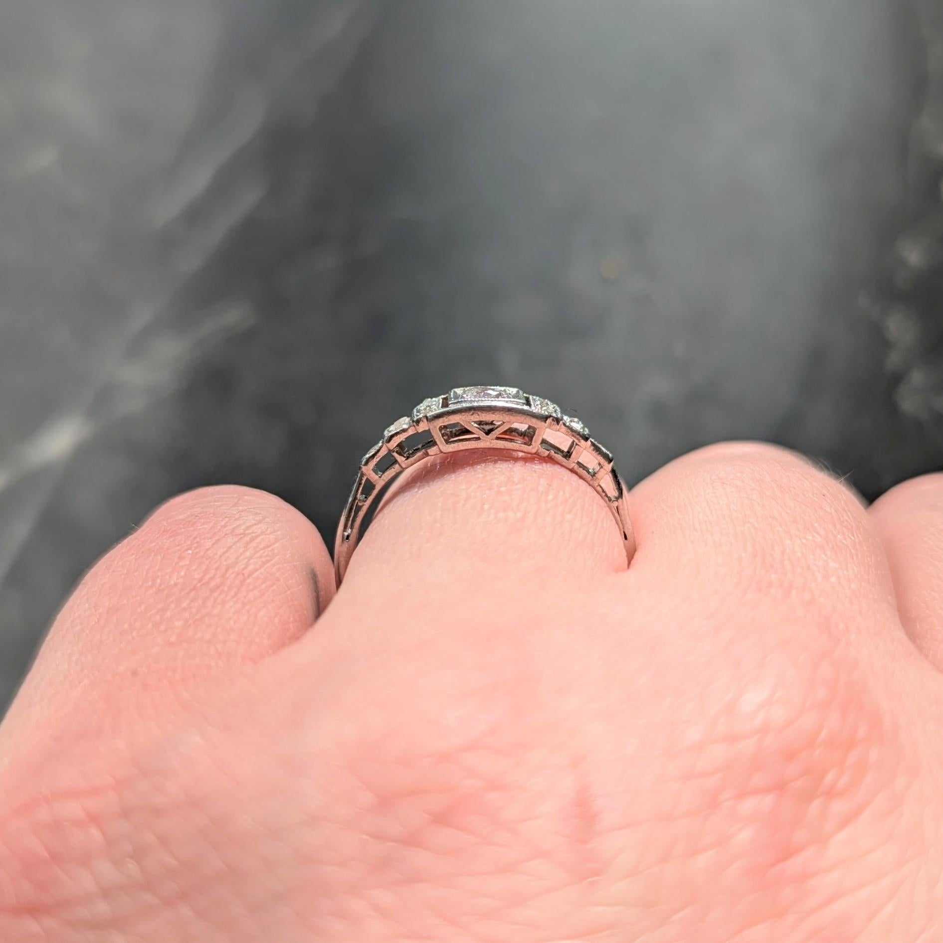 Art Deco 0.36 CTW Diamond Platinum Vintage Stepped Engagement Ring