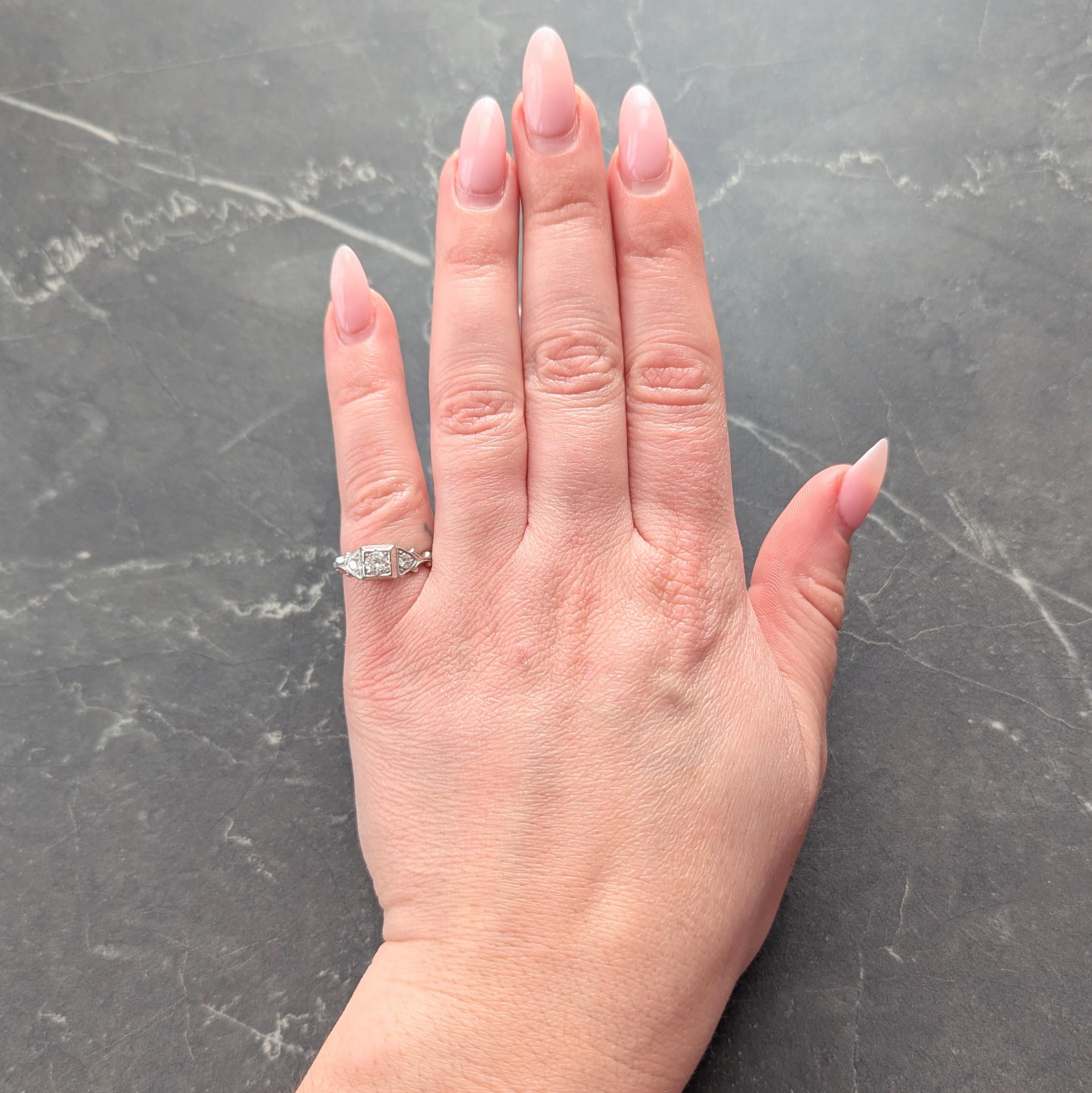 Art Deco European Diamond Platinum Vintage Scrolling Shoulders Engagement Ring