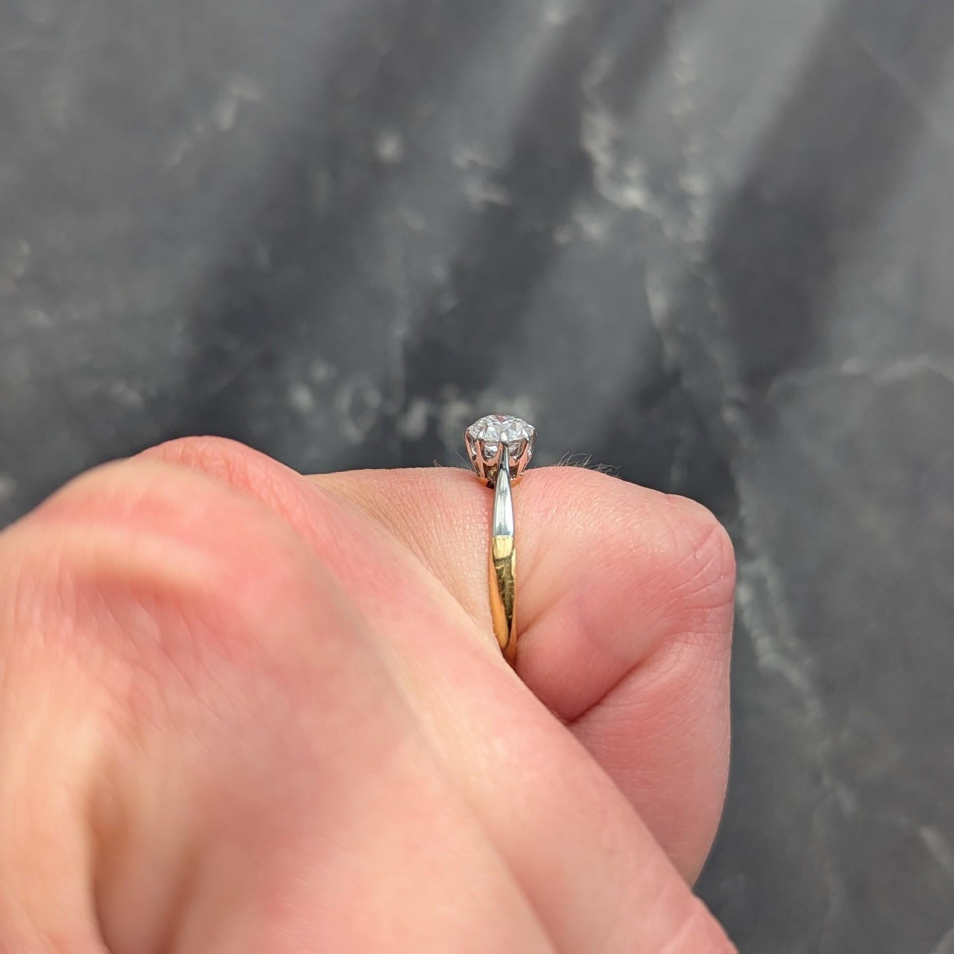 Edwardian 0.55 CTW Old European Cut Diamond Platinum 18K Antique Engagement Ring