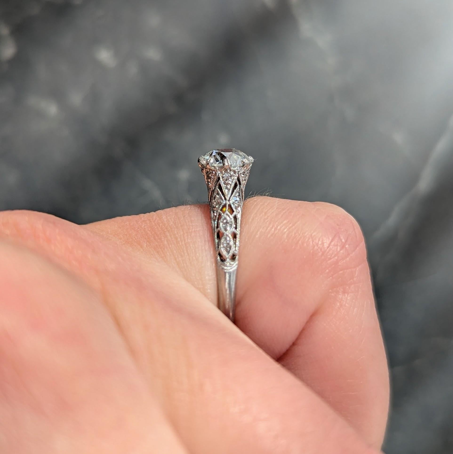 Art Deco 1.44 CTW Old European Diamond Platinum Vintage Engagement Ring GIA