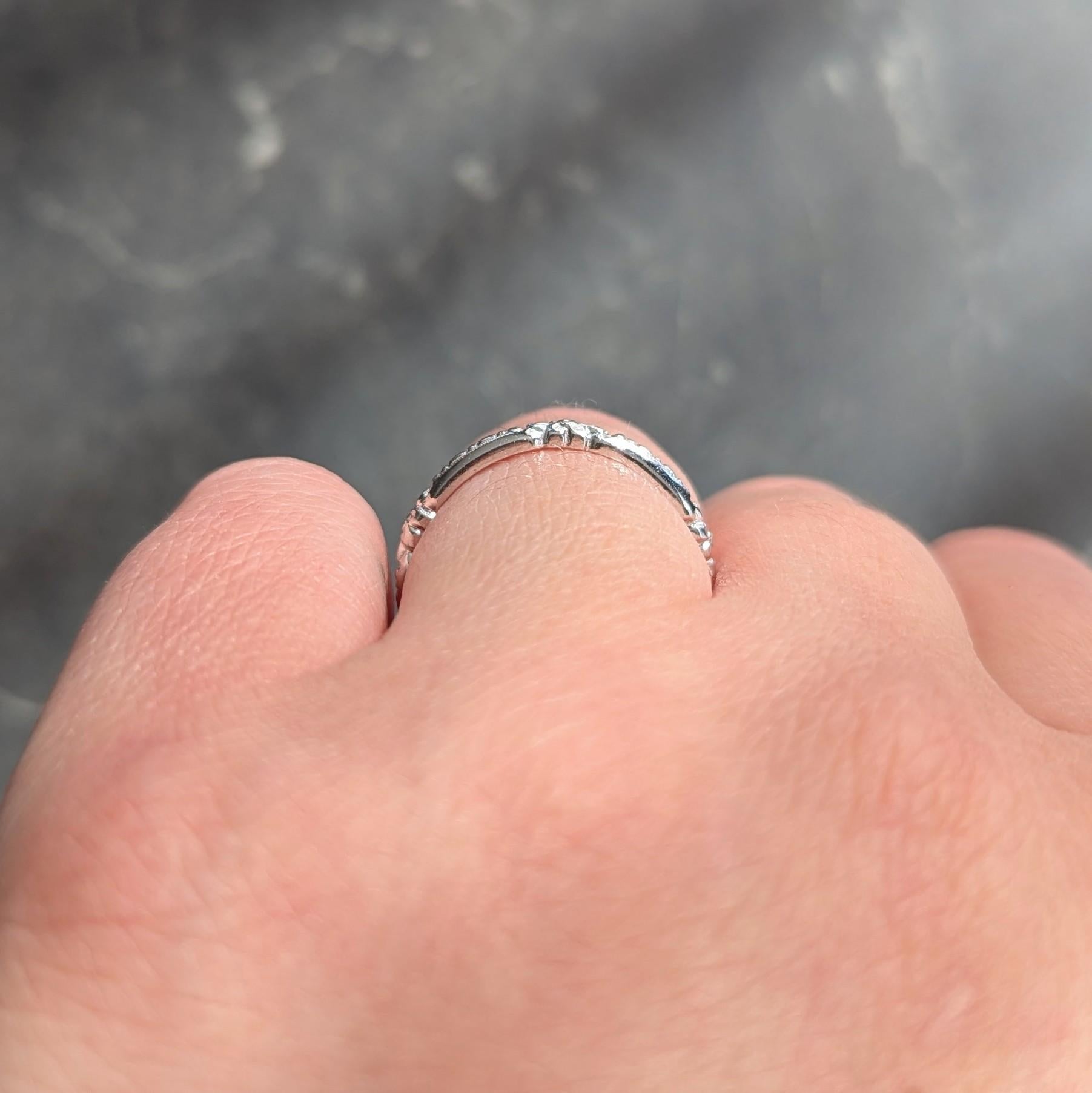 Art Deco 18 Karat White Gold Orange Blossom Buckle Wedding Band Ring