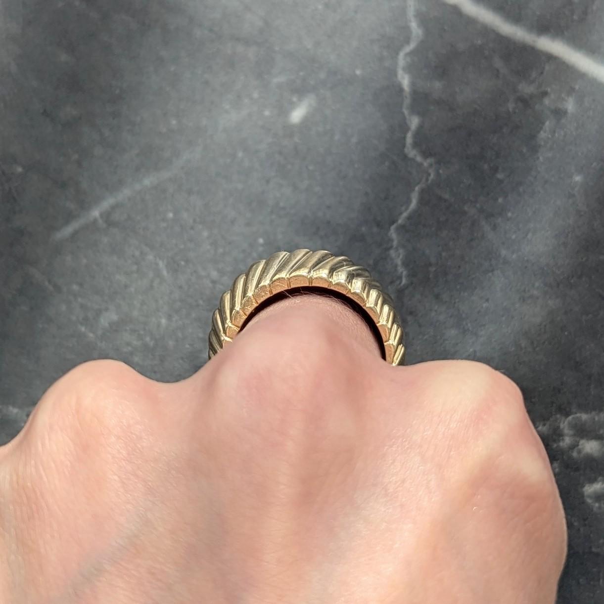 Tiffany & Co. 1998 18 Karat Yellow Gold Vintage Cordis Chevron Band Ring