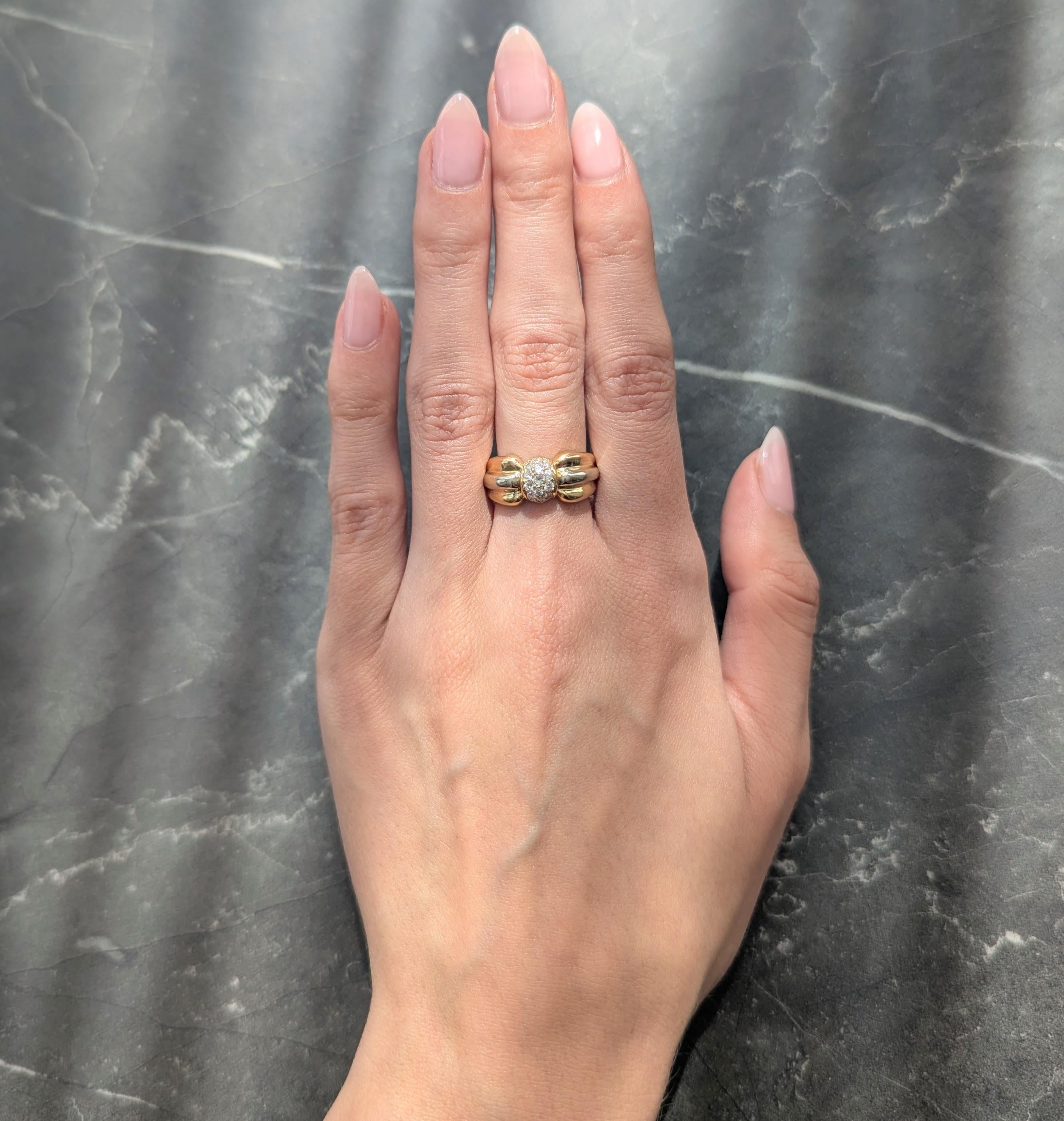 Cartier 1980's Diamond 18 Karat Yellow White Gold Vintage Bow Ring