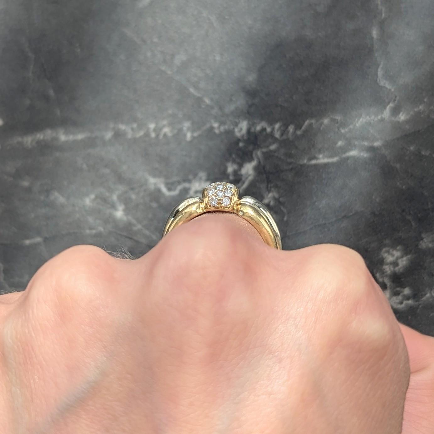 Cartier 1980's Diamond 18 Karat Yellow White Gold Vintage Bow Ring
