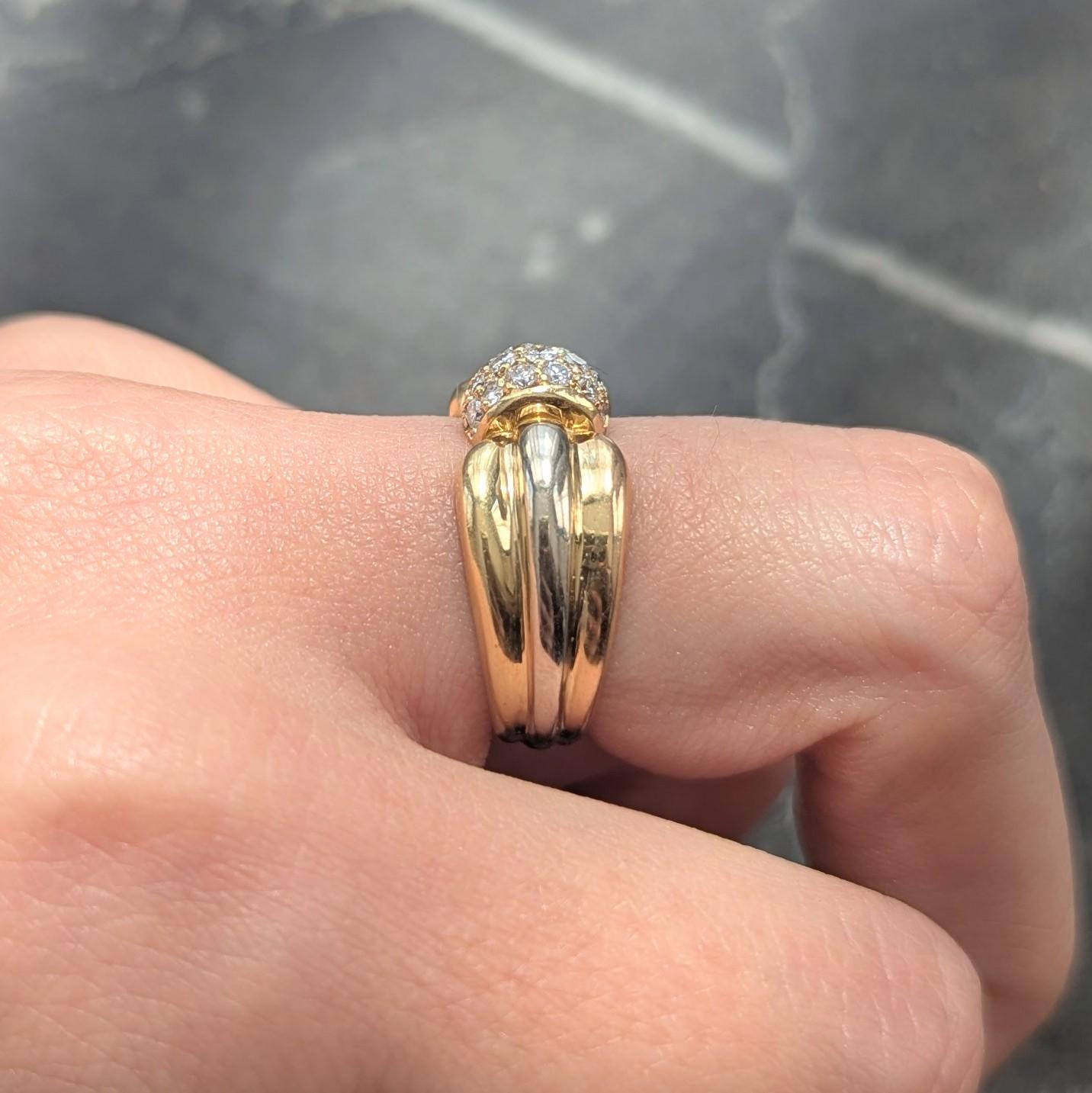 Cartier 1980's Diamond 18 Karat Yellow White Gold Vintage Bow Ring