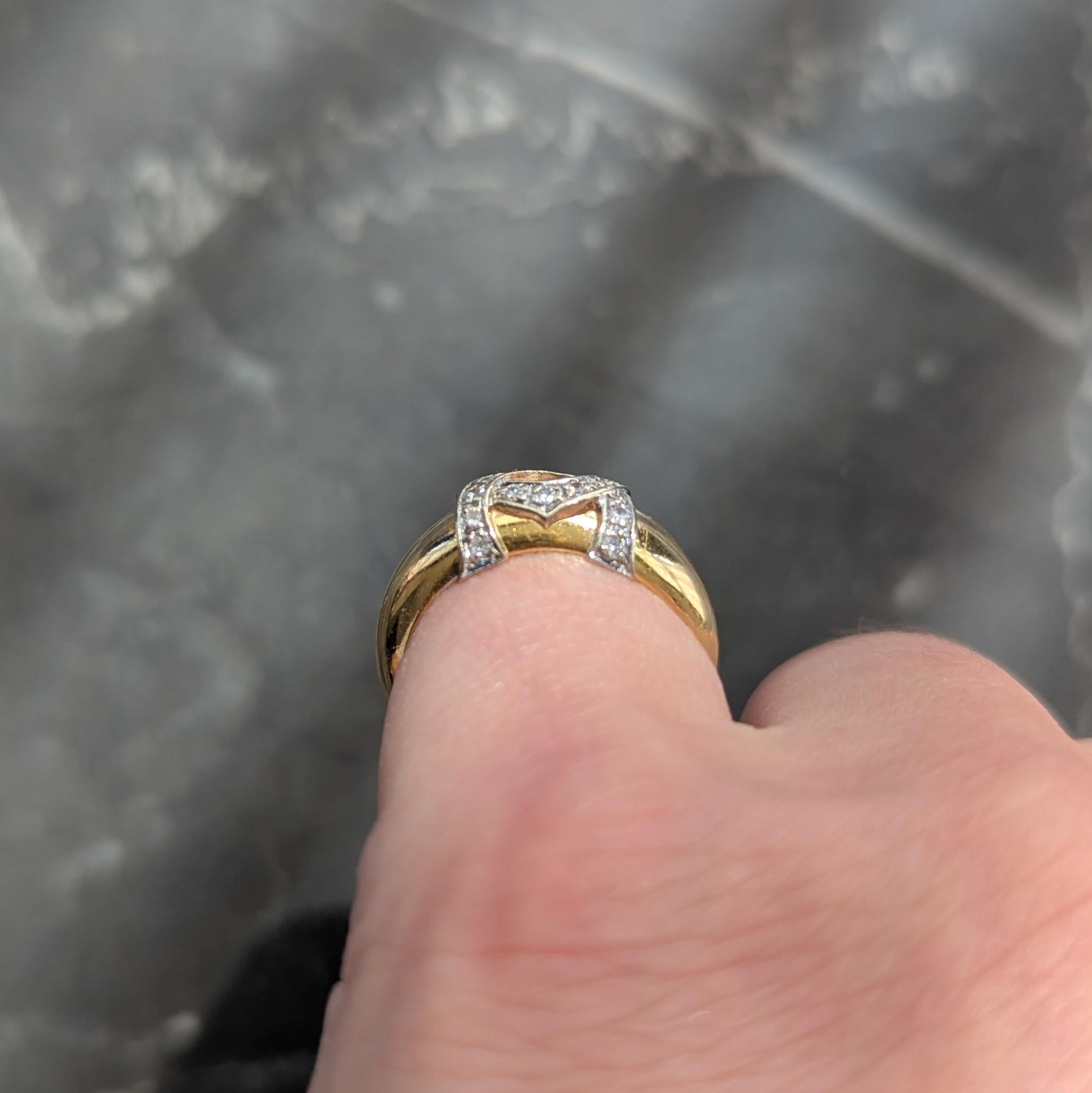 Cartier 1980's Diamond 18 Karat Two-Tone Gold Vintage Double C Cartier Band Ring