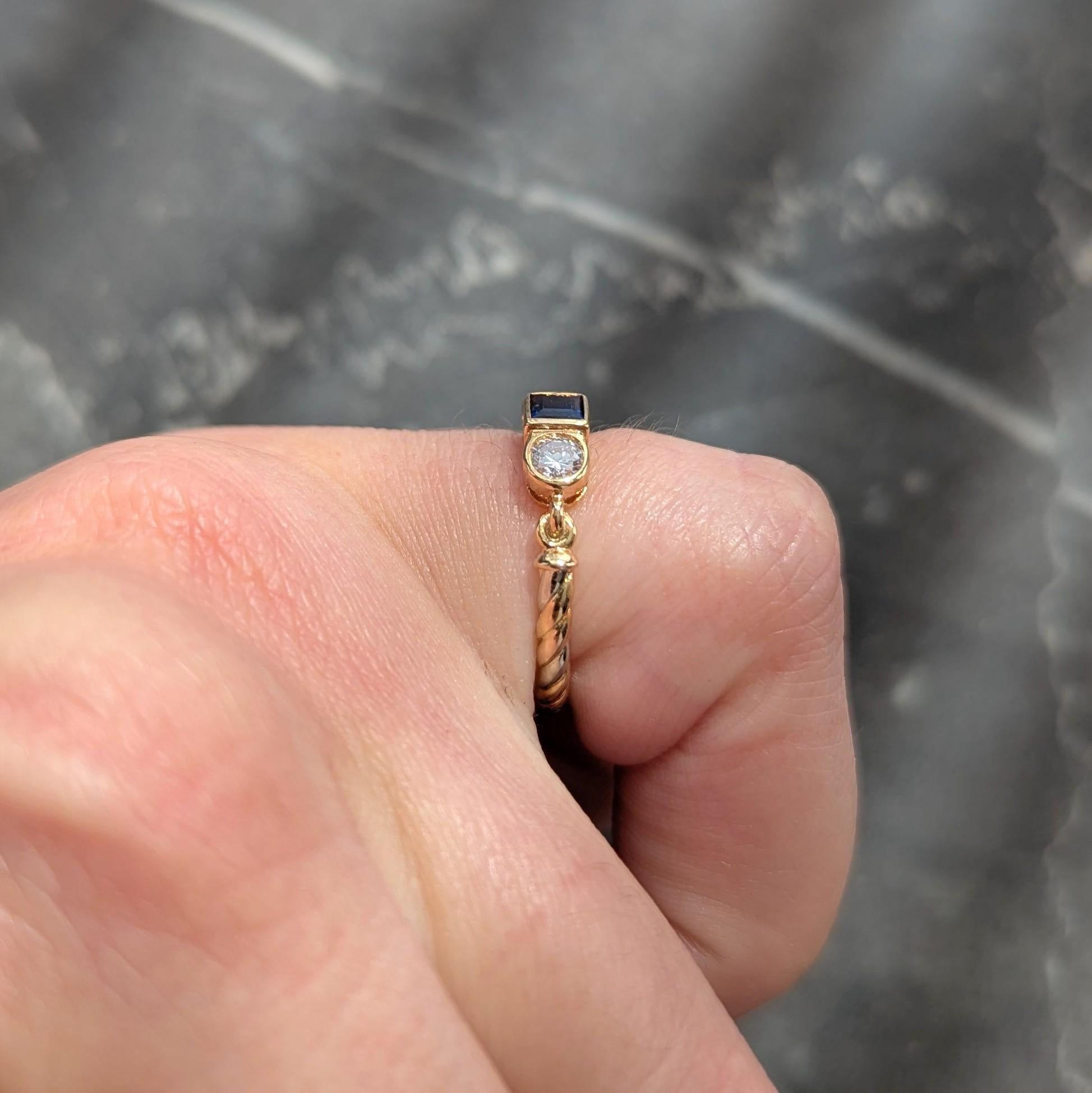 Cartier 1990's Sapphire Diamond 18 Karat Two-Tone Gold Vintage Three Stone Ring