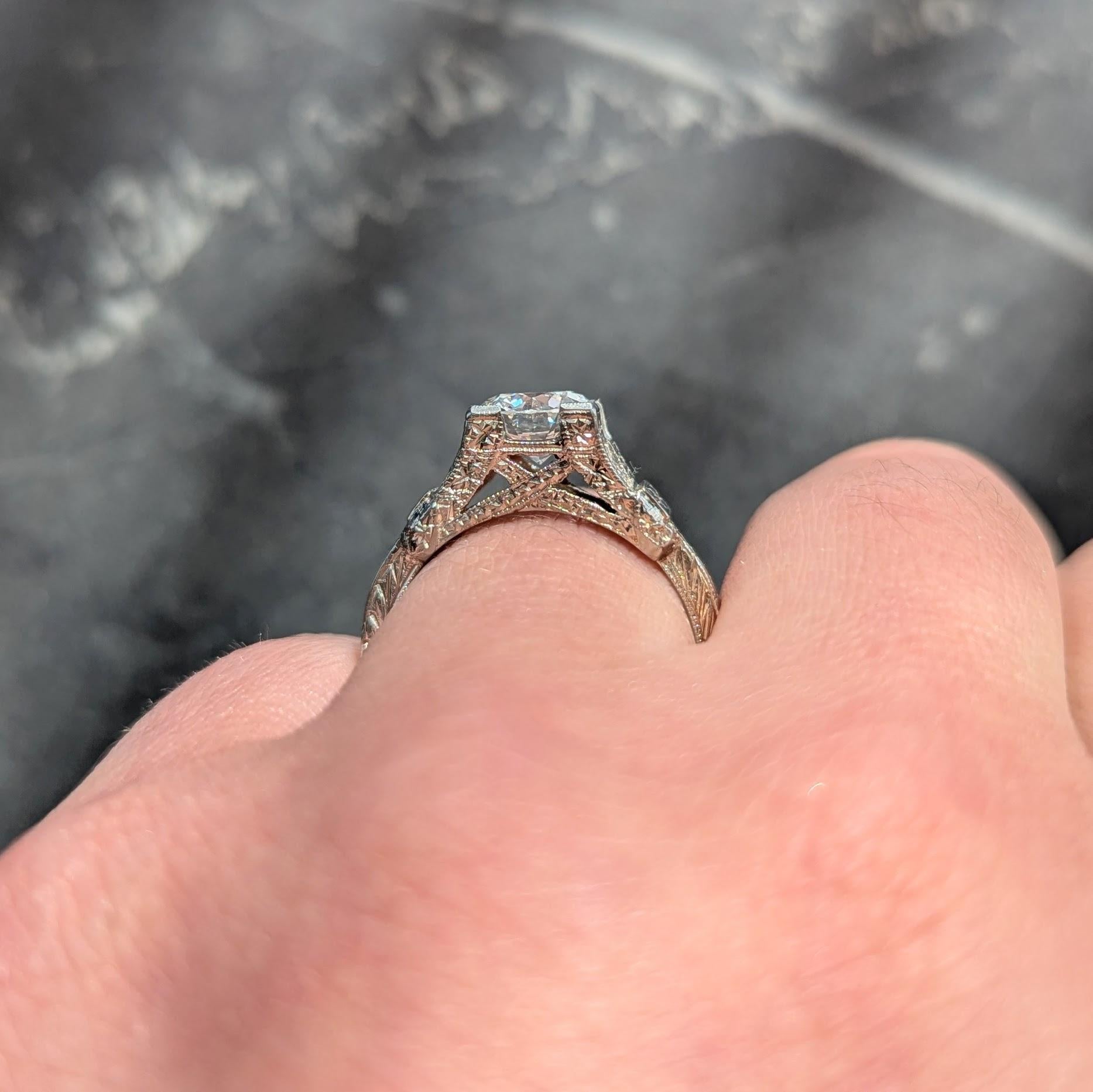 Art Deco 1.16 CTW Diamond 18K Gold Vintage Orange Blossom Engagement Ring
