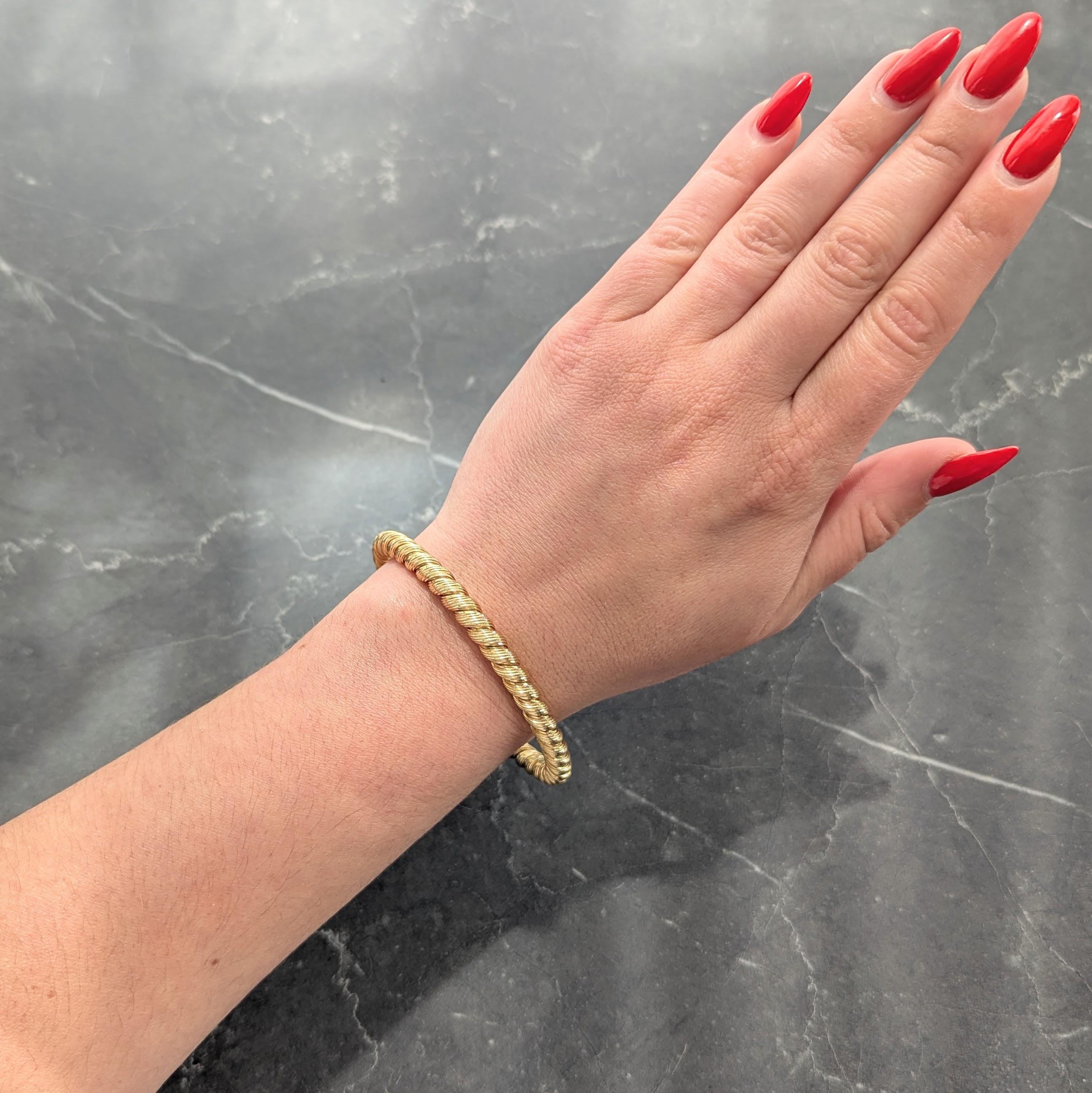 Van Cleef & Arpels 1960's 18K Yellow Gold Vintage Twisted Rope Bangle Bracelet