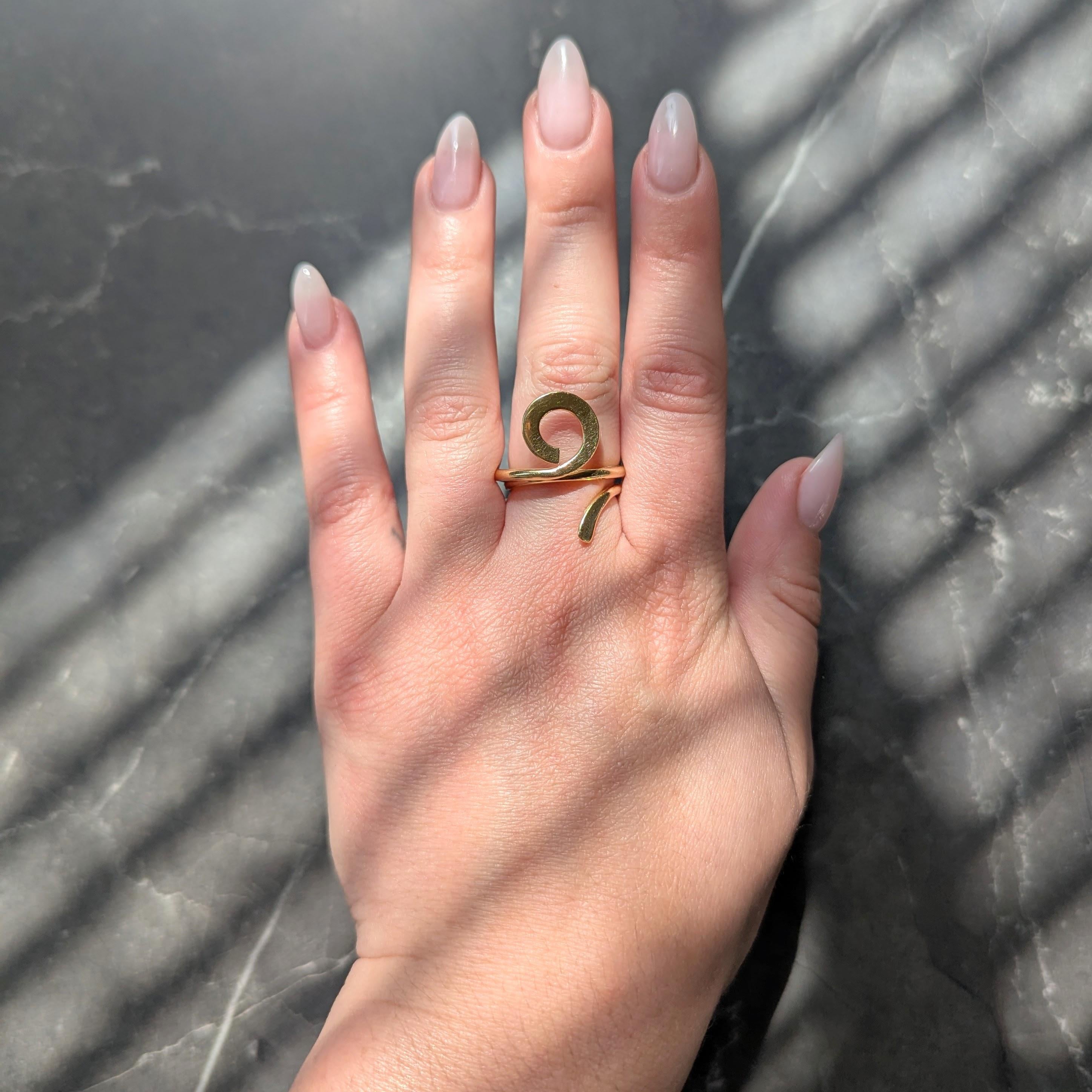 Cartier Dinh Van 1970's 18 Karat Yellow Gold Vintage Ankh Bypass Ring