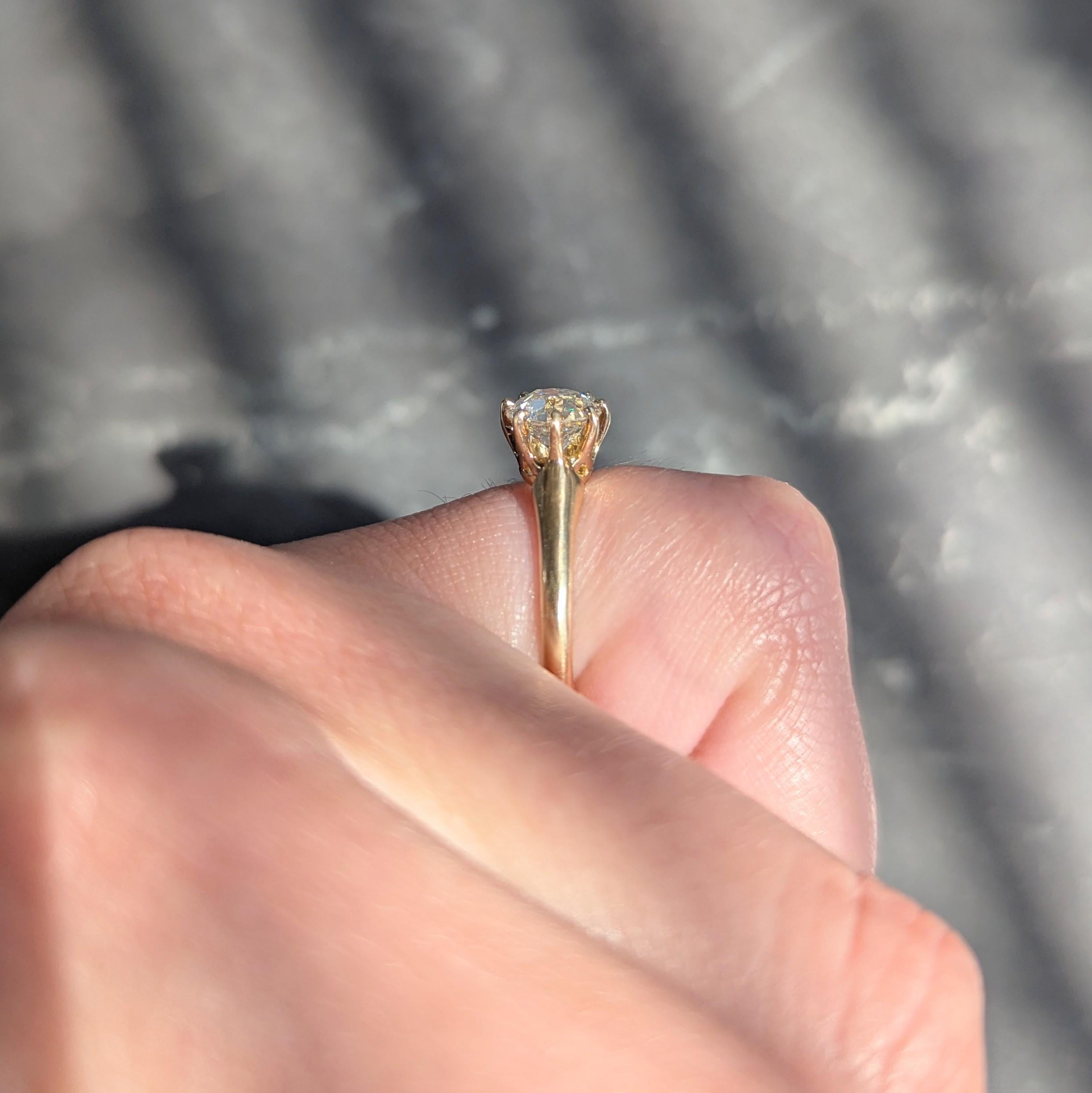 Victorian Old European Cut Diamond 18K Gold Antique Solitaire Engagement Ring