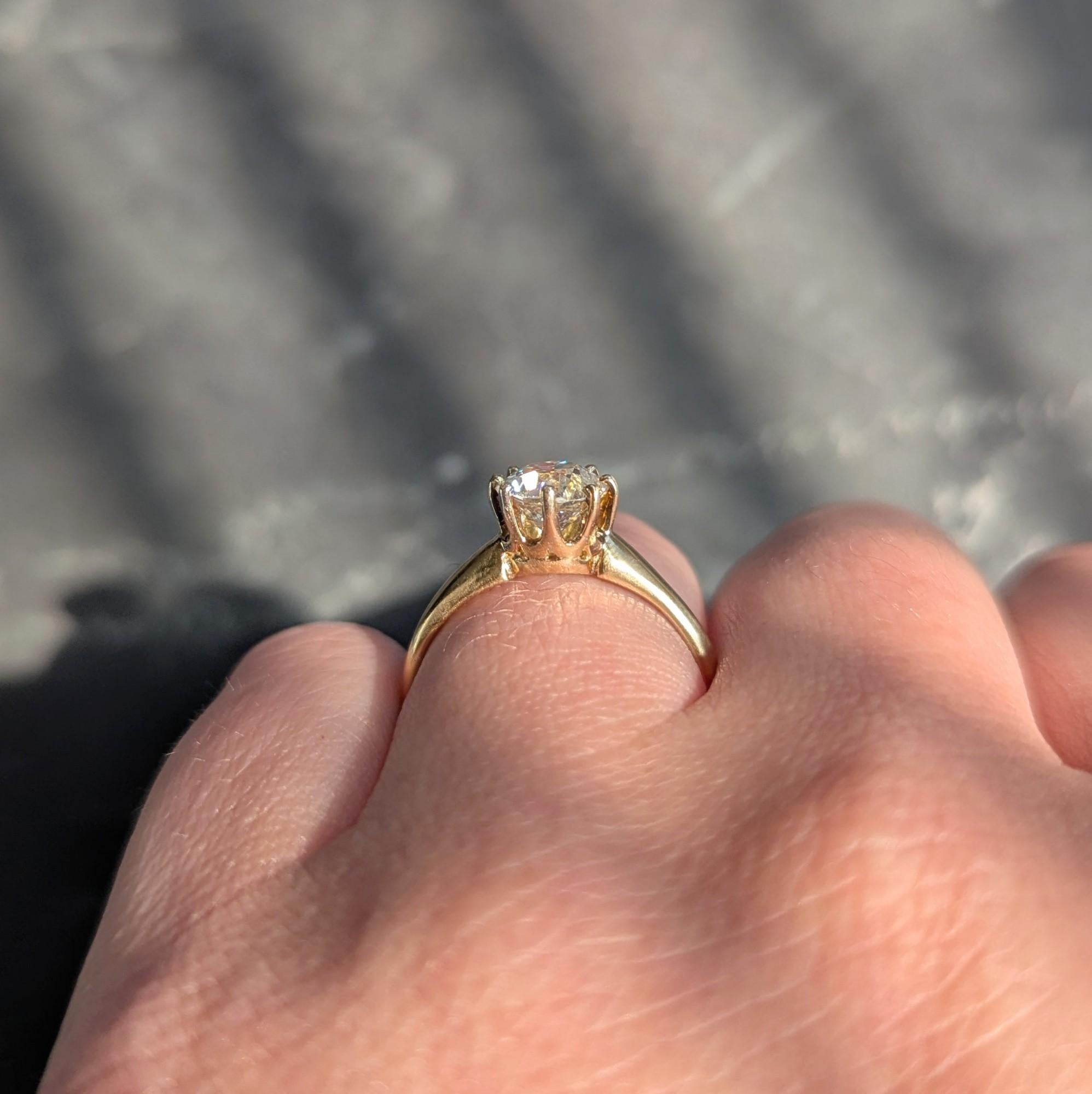 Victorian Old European Cut Diamond 18K Gold Antique Solitaire Engagement Ring