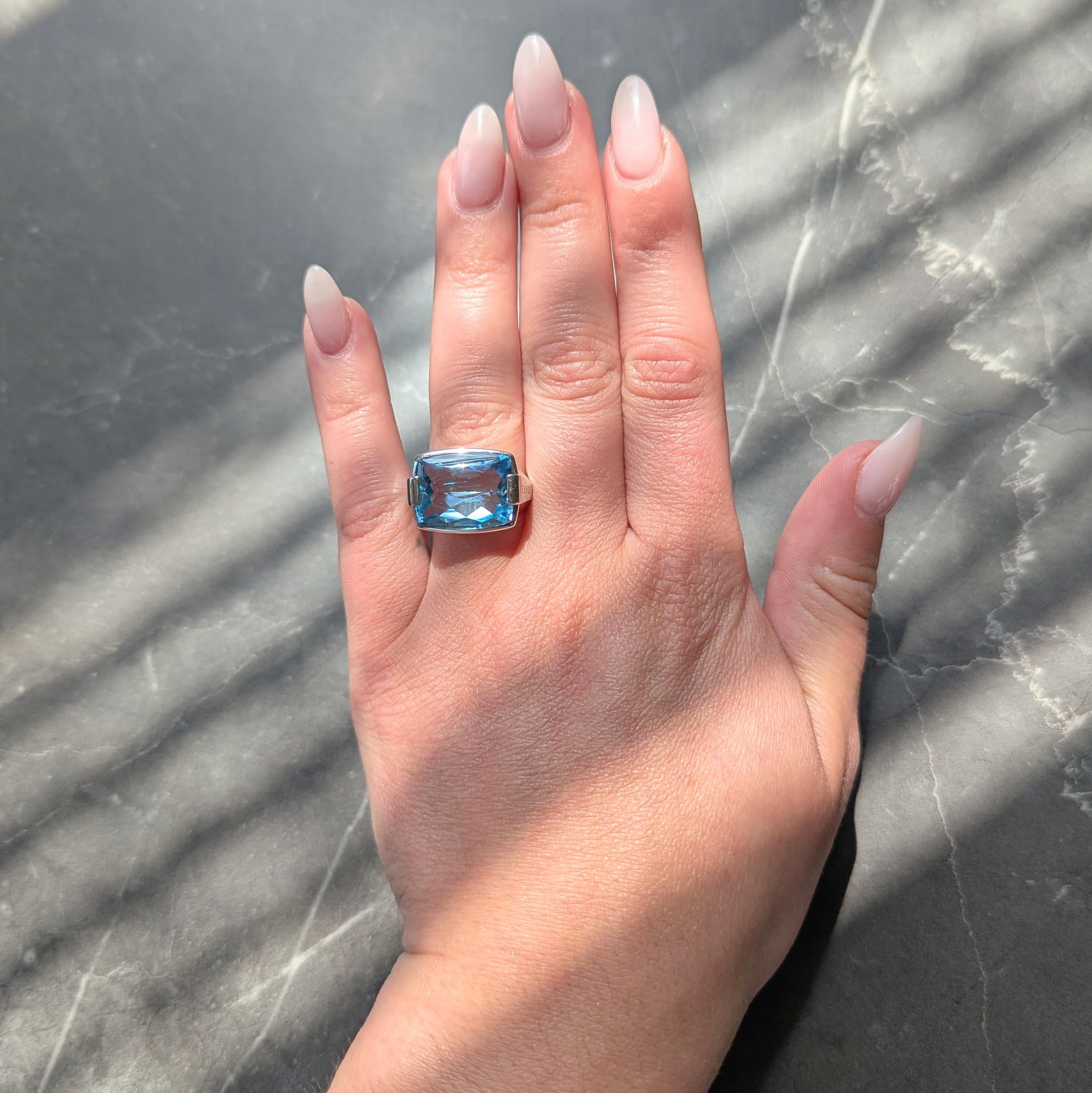 Bulgari 2000's Topaz 18 Karat White Gold Contemporary Metropolis Statement Ring
