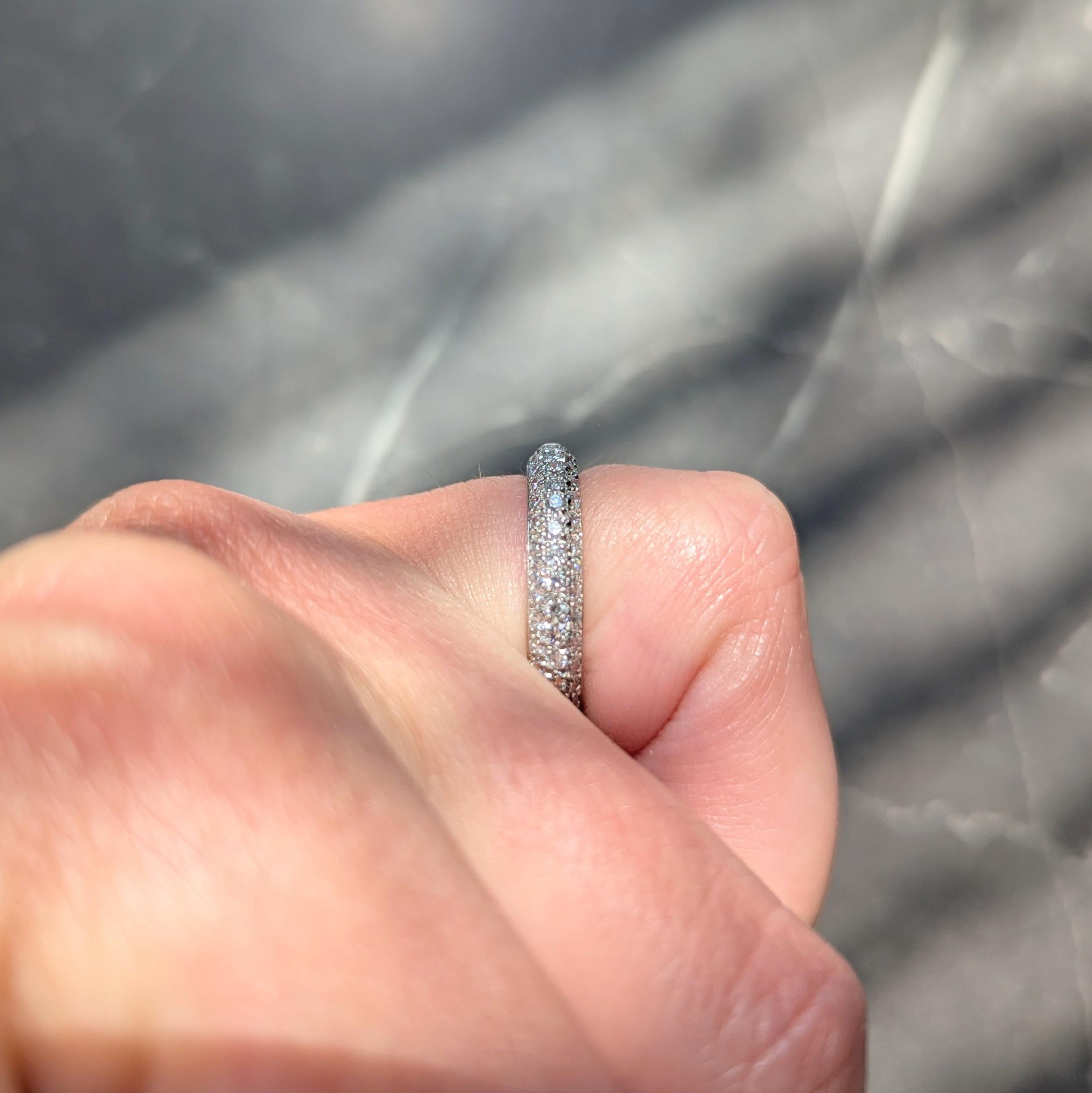 Cartier 1995 Diamond Platinum Vintage Pavé Eternity Band Ring