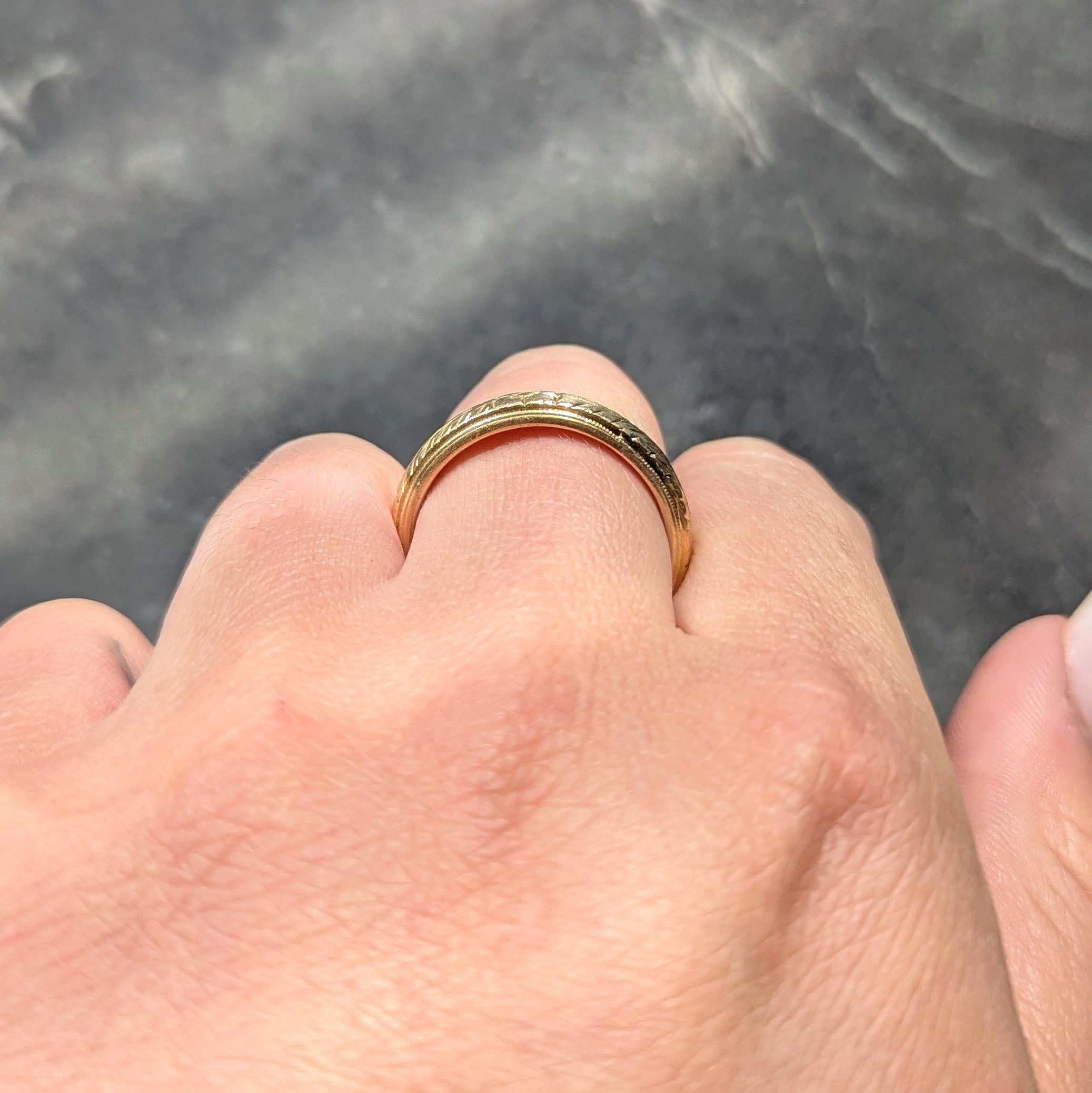 Victorian 1898 18 Karat Yellow Gold Antique Orange Blossom Wedding Band Ring