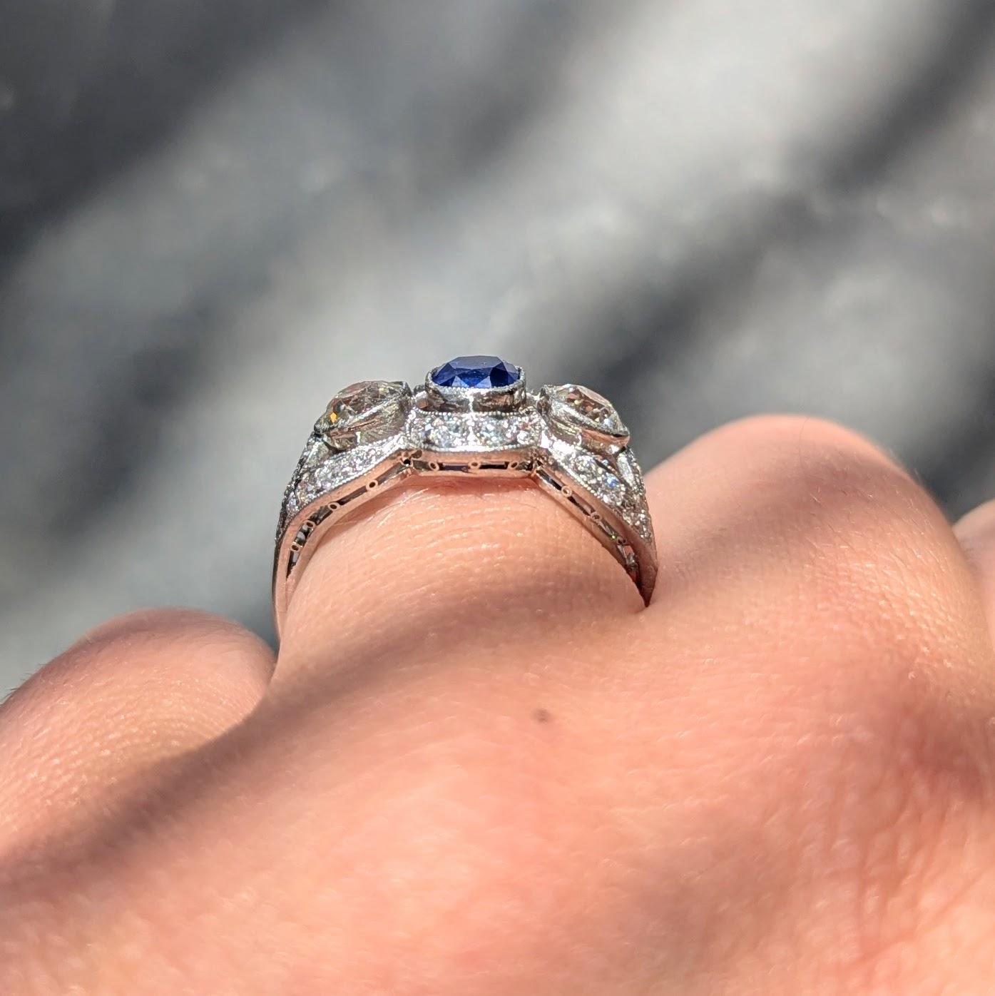 Art Deco 2.40 CTW No Heat Kashmir Sapphire Diamond Platinum Vintage Ring GIA