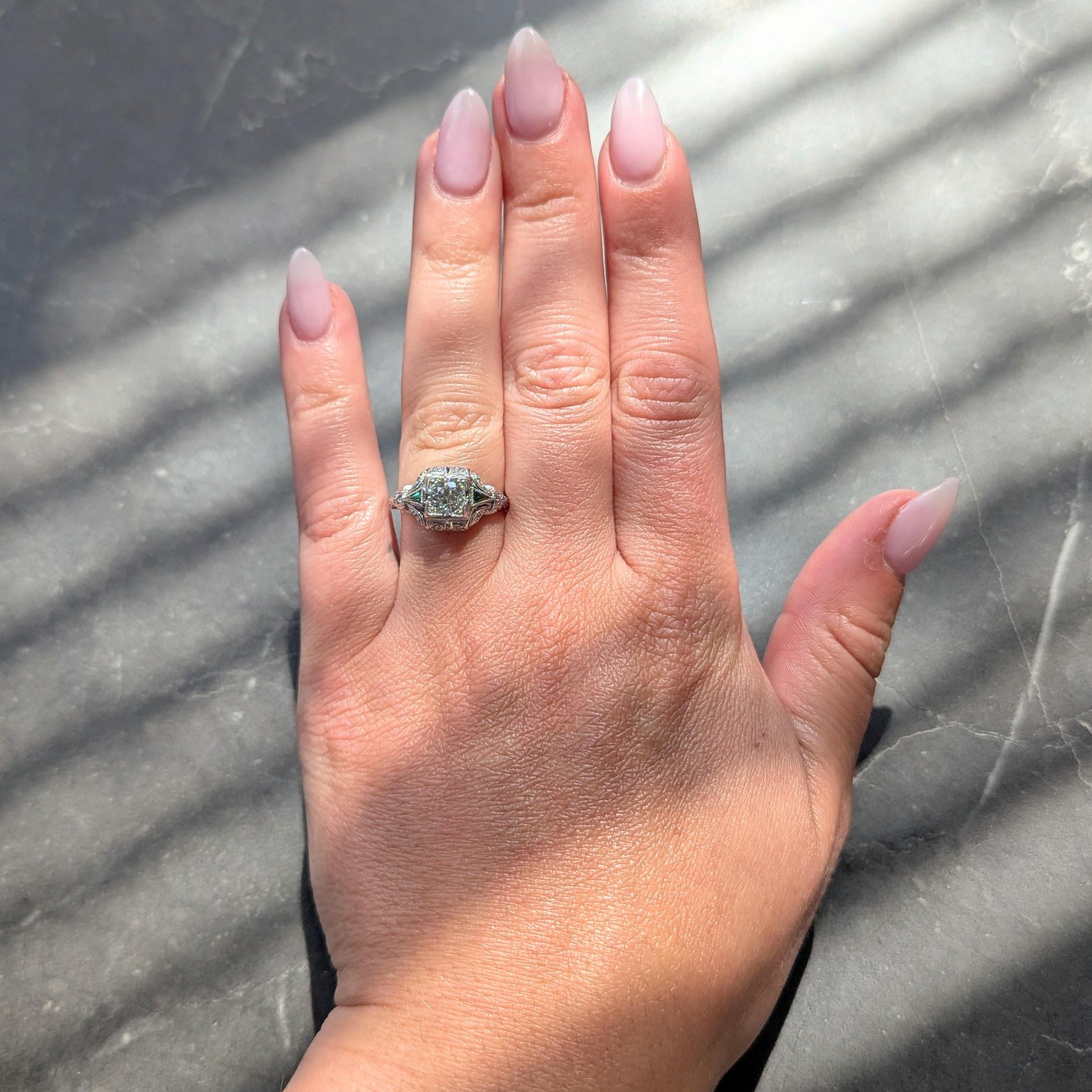 Art Deco 0.82 CTW Diamond Platinum Vintage Ornate Engagement Ring