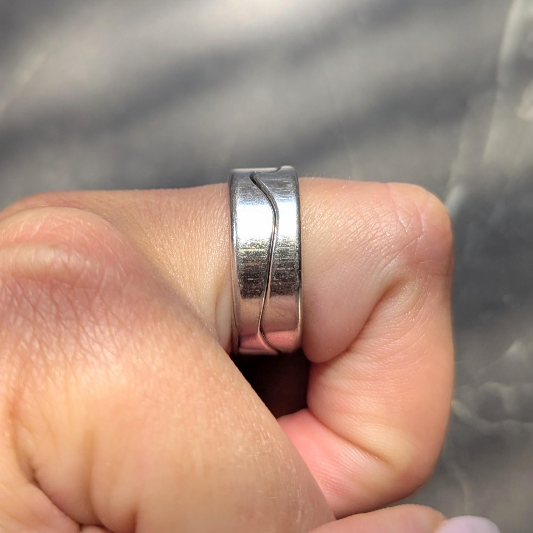 Nina Koppel For Georg Jensen 1990's 18 Karat White Gold Vintage Puzzle Ring