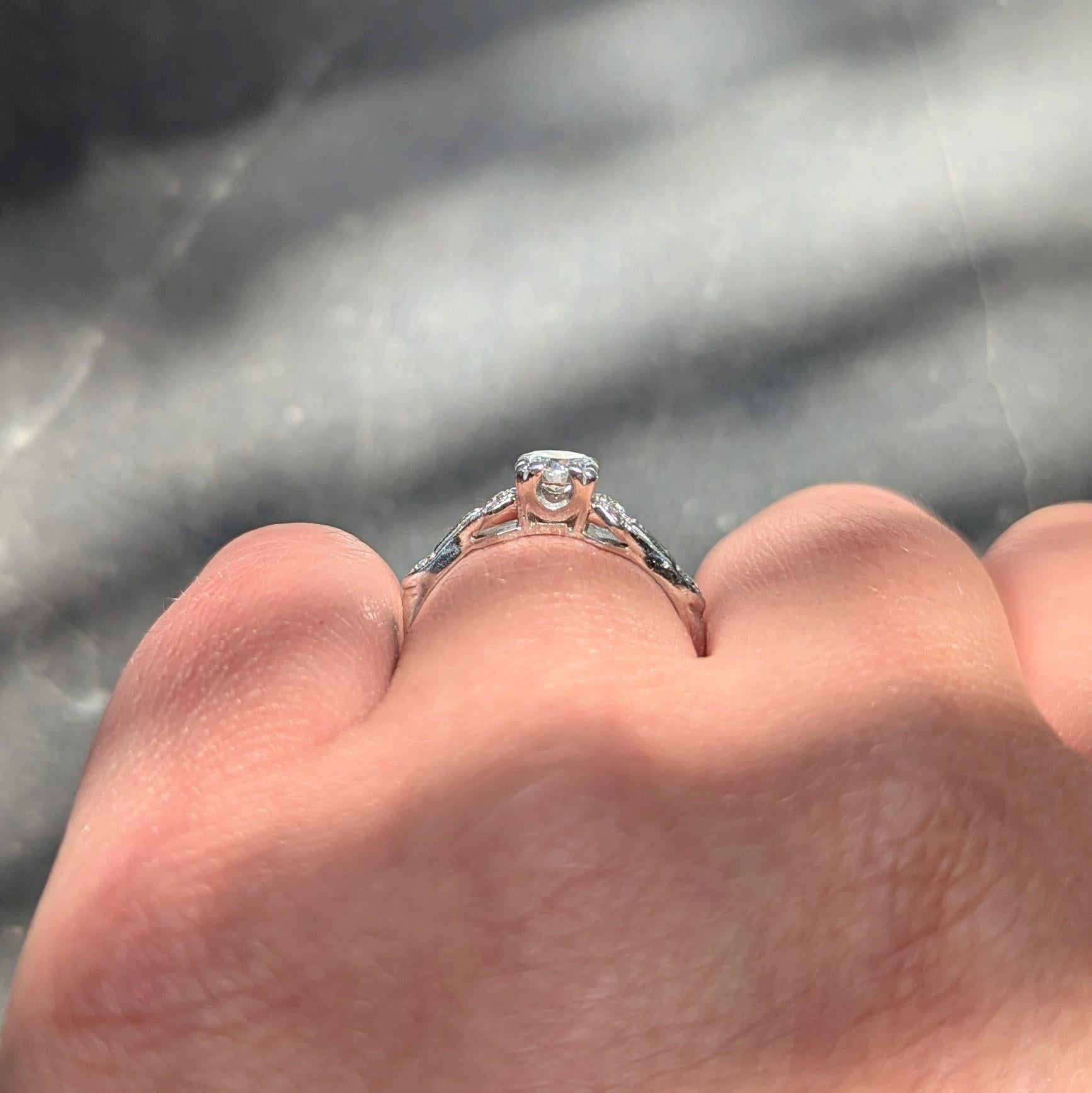 Mid-Century Old European Cut Diamond Platinum Vintage Engagement Ring