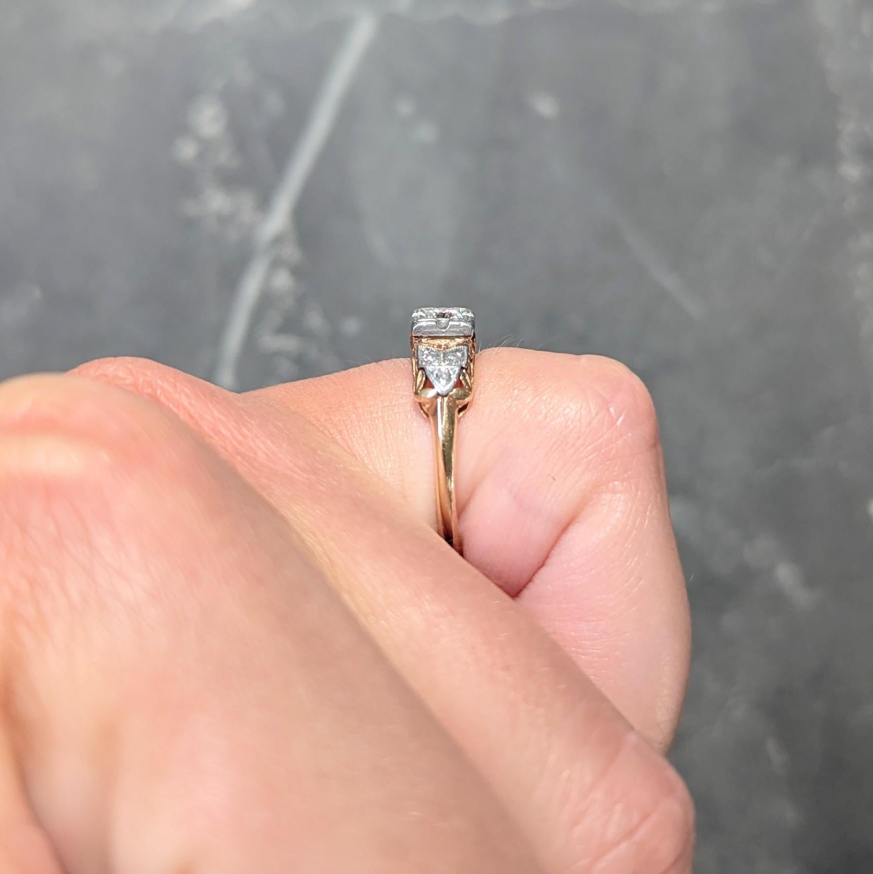 Art Deco Old European Diamond 14K Gold Platinum Antique Foliate Engagement Ring