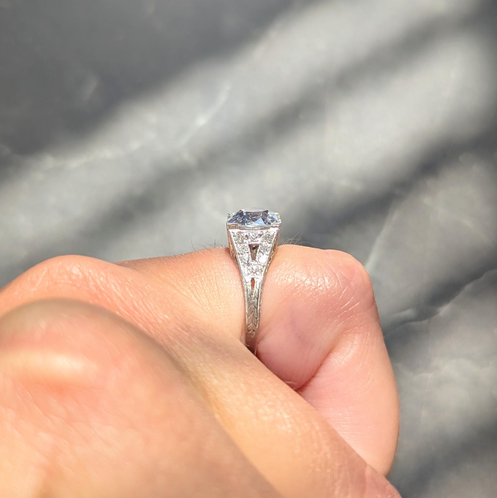 Art Deco Old Mine Diamond Platinum Vintage Orange Blossom Engagement Ring
