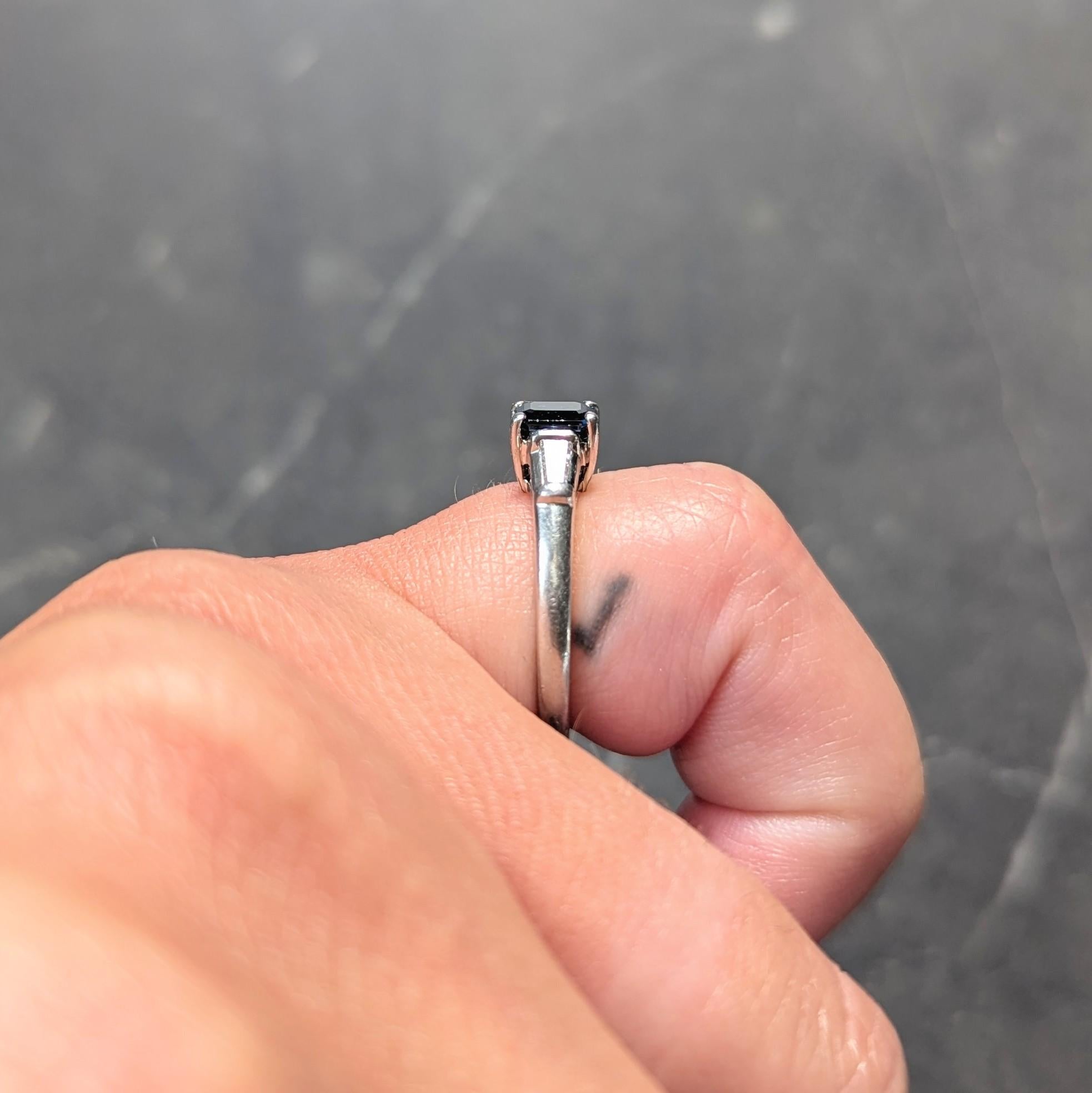 Tiffany & Co. 1950's Sapphire Diamond Platinum Vintage Three Stone Ring