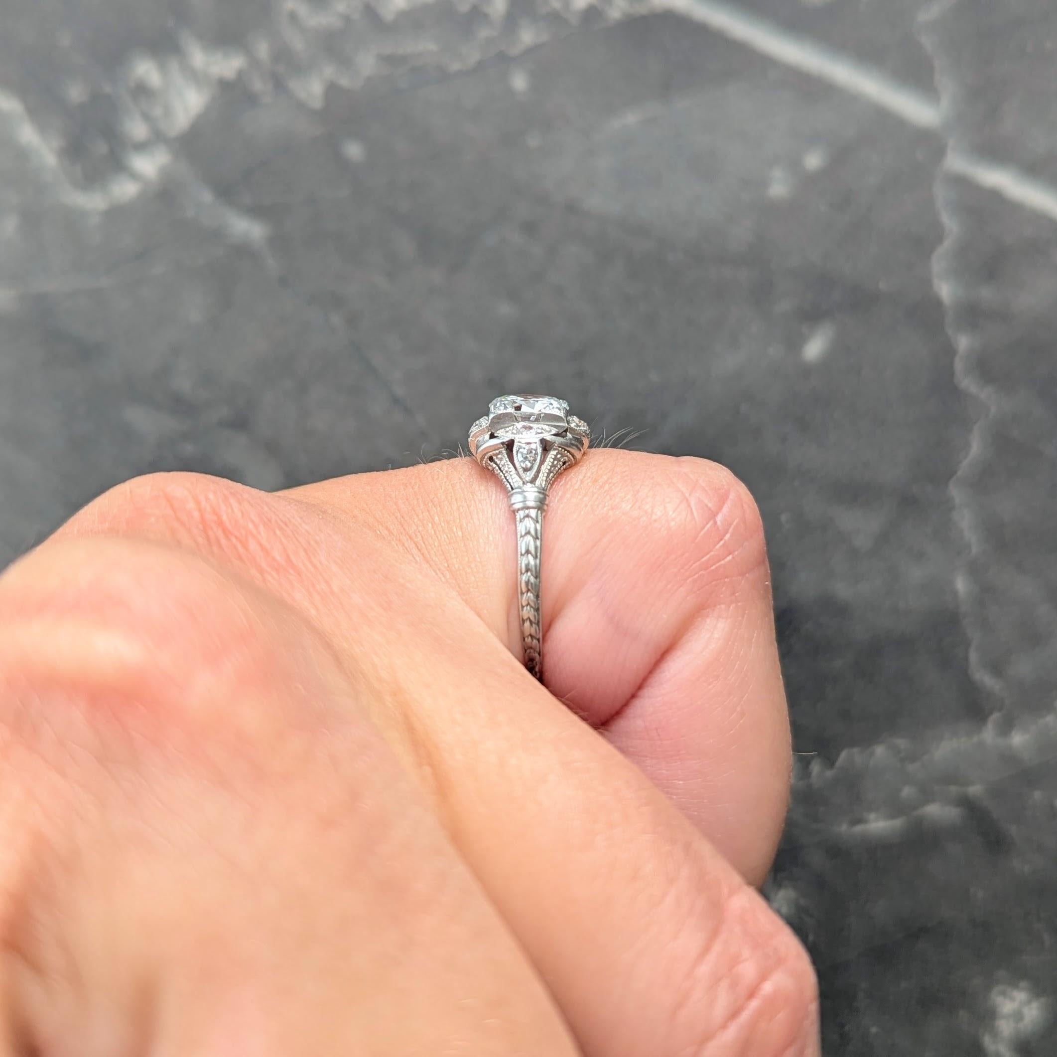 Art Deco 0.95 CTW Diamond Platinum Vintage Wheat Orange Blossom Engagement Ring