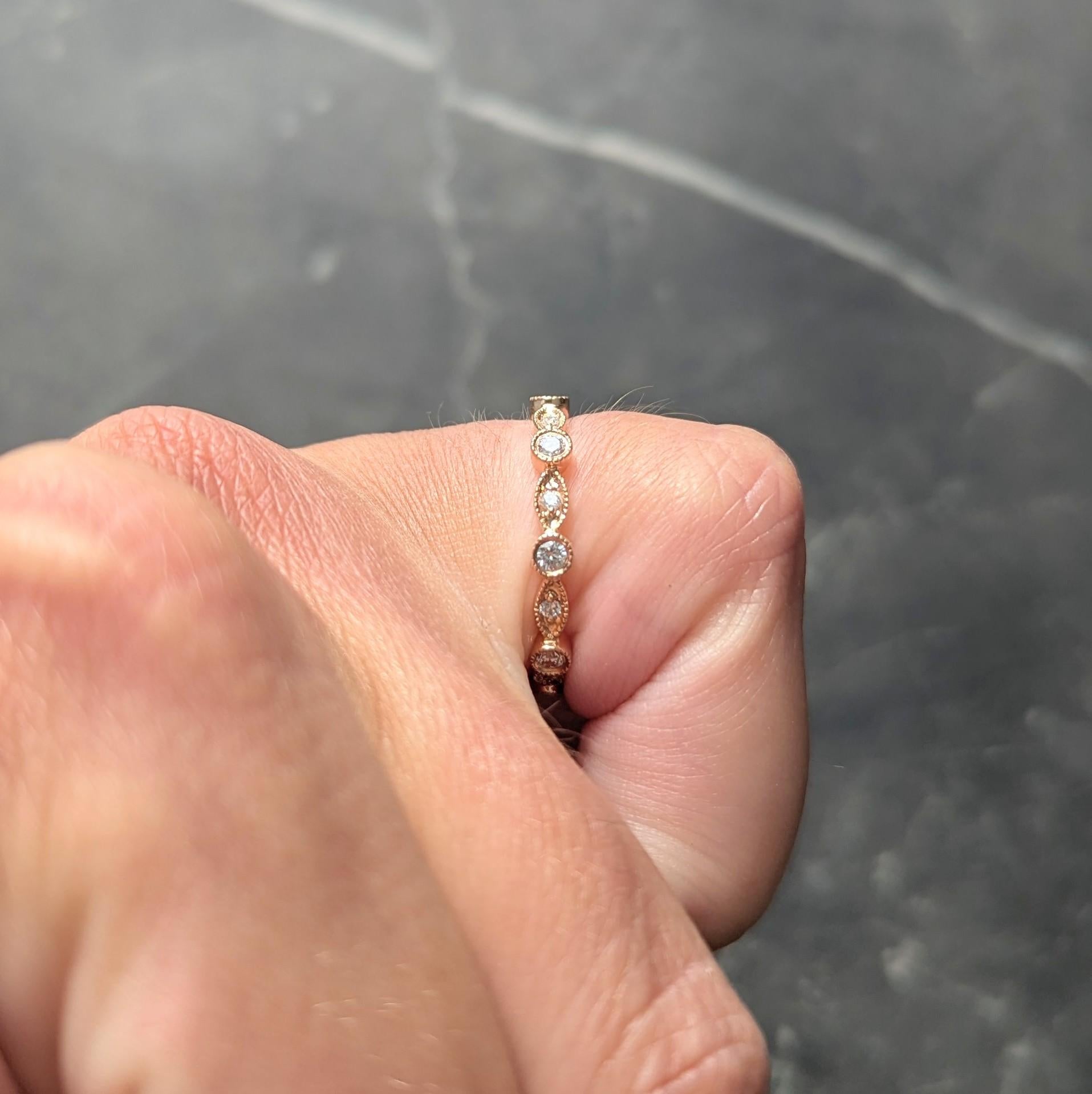 Hana 2010's Diamond 18 Karat Rose Gold Contemporary Eternity Wedding Band Ring