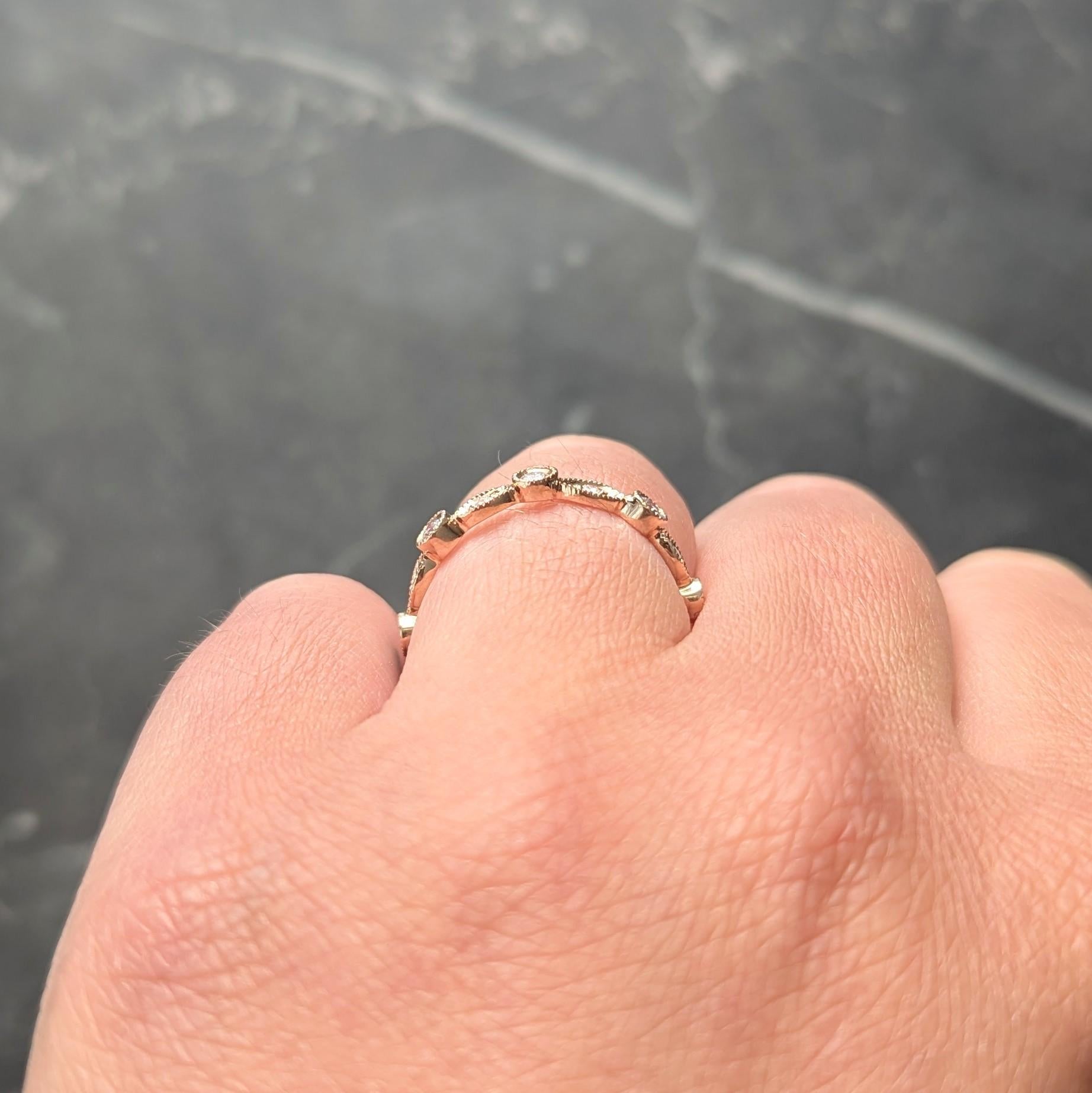 Hana 2010's Diamond 18 Karat Rose Gold Contemporary Eternity Wedding Band Ring