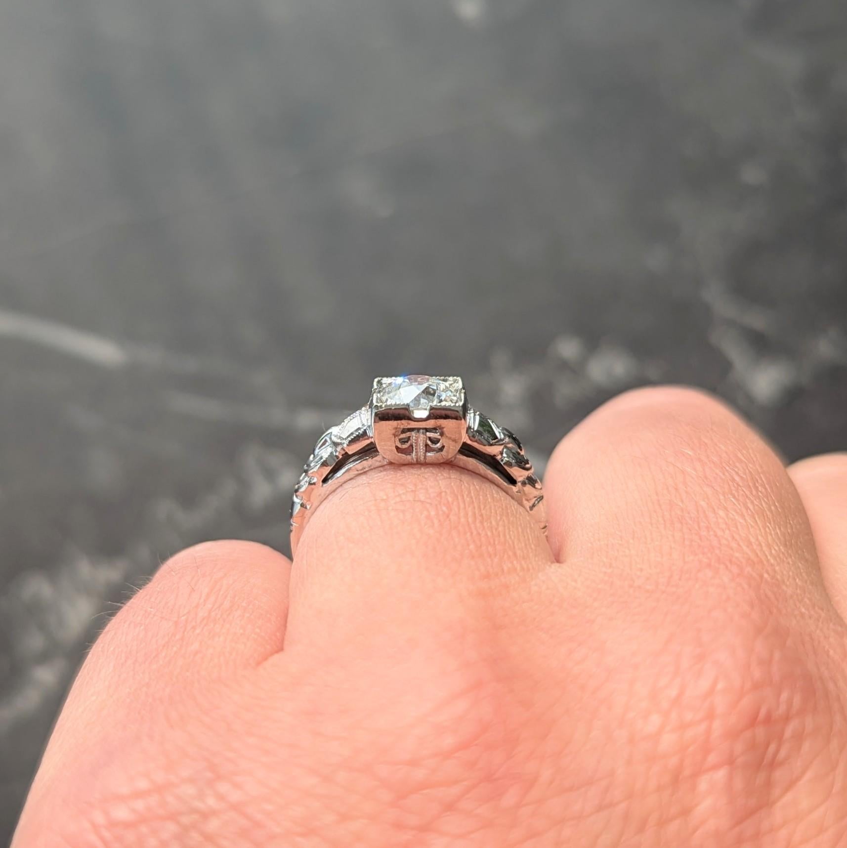 Retro 0.64 CTW Old Mine Cut Diamond 14 Karat Vintage Engagement Ring GIA