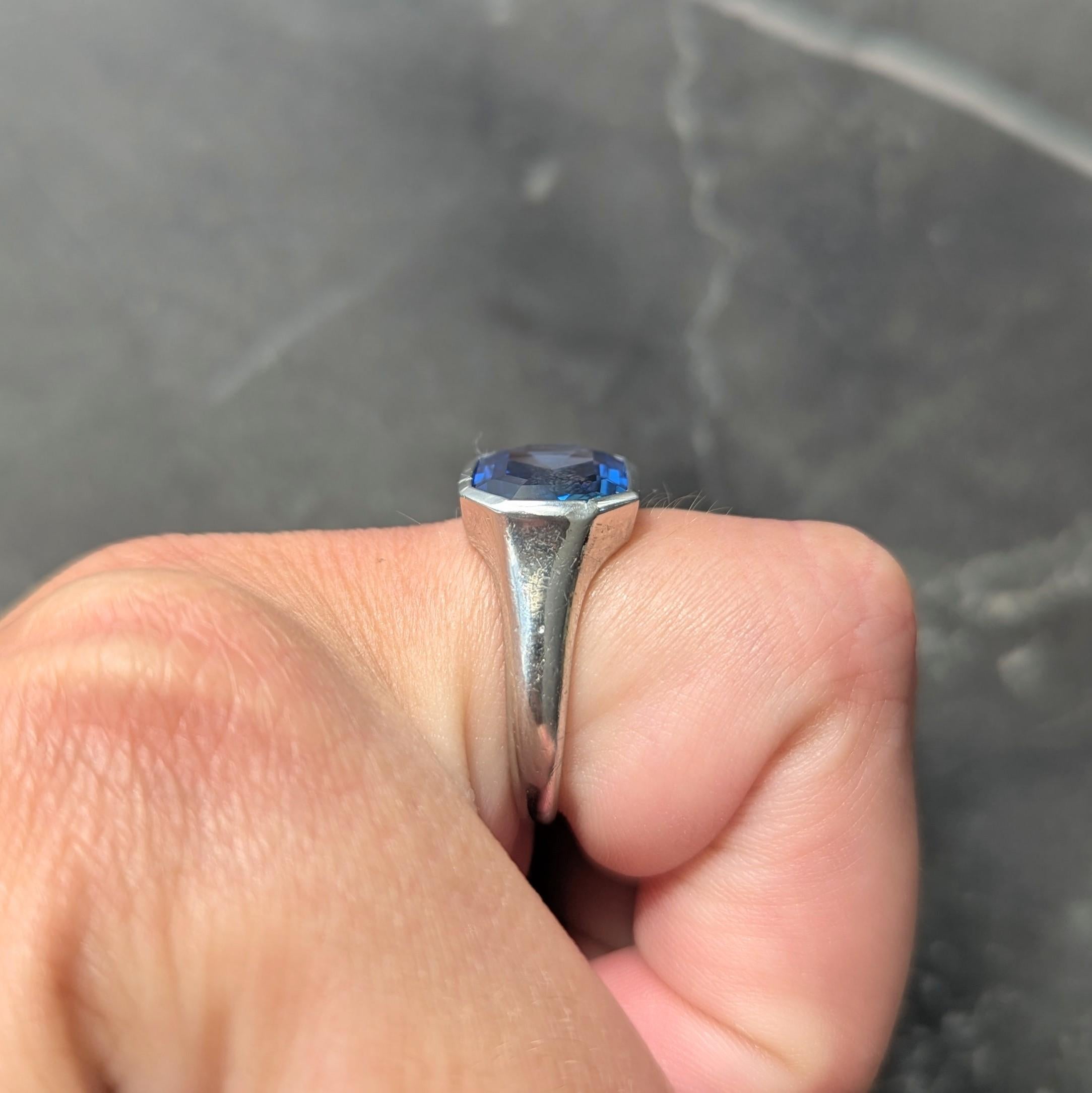 Tiffany & Co. Art Deco No Heat Burma Sapphire Platinum Unisex Vintage Ring AGL