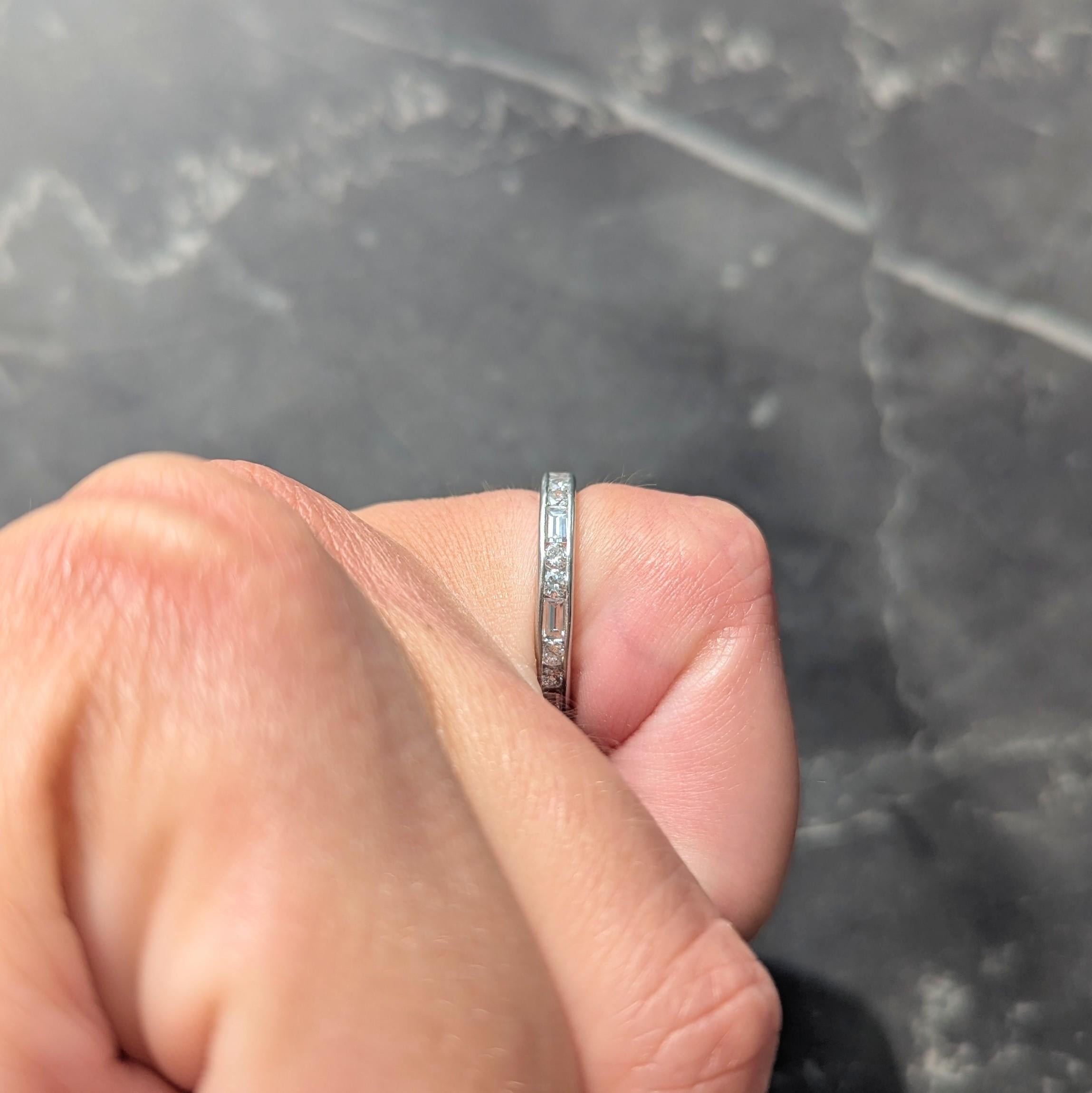 1950's 1.44 CTW Diamond Platinum Vintage Dash & Dot Eternity Wedding Band Ring