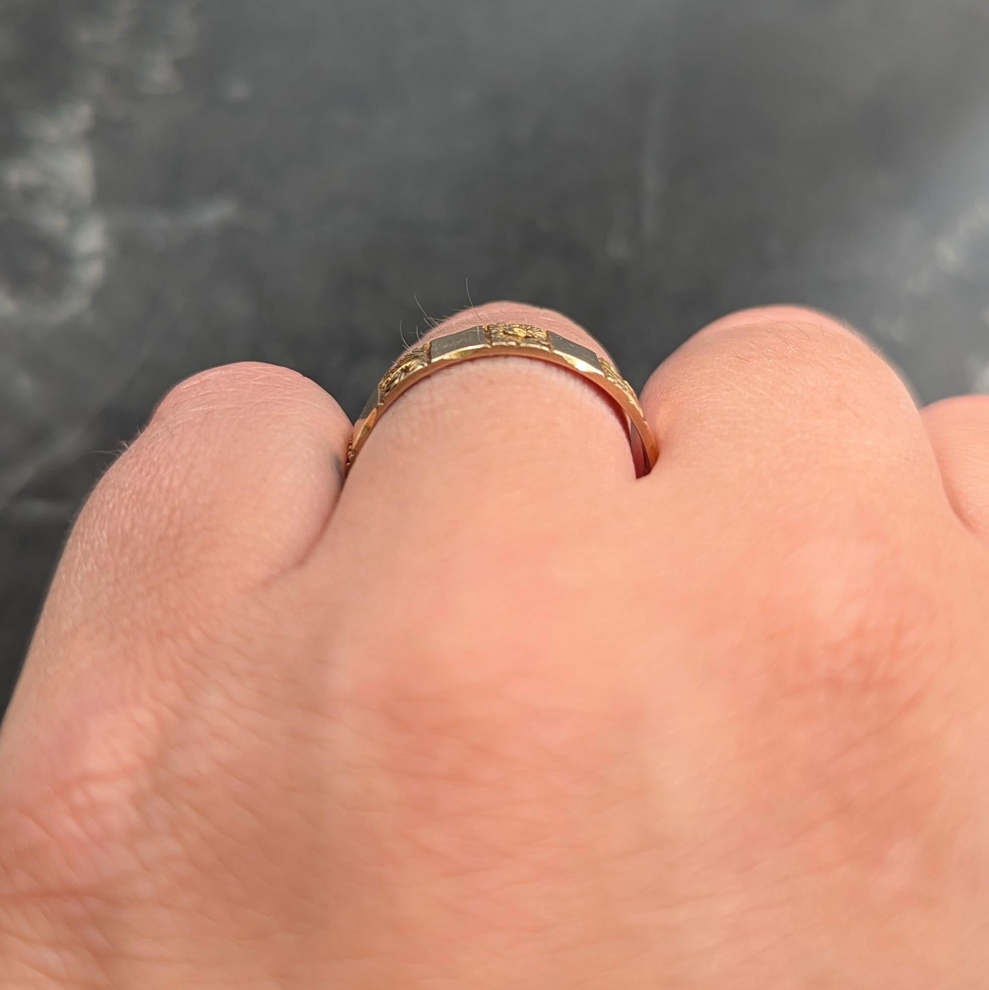 Victorian 18 Karat Rose Gold Antique Orange Blossom Scroll Wedding Band Ring